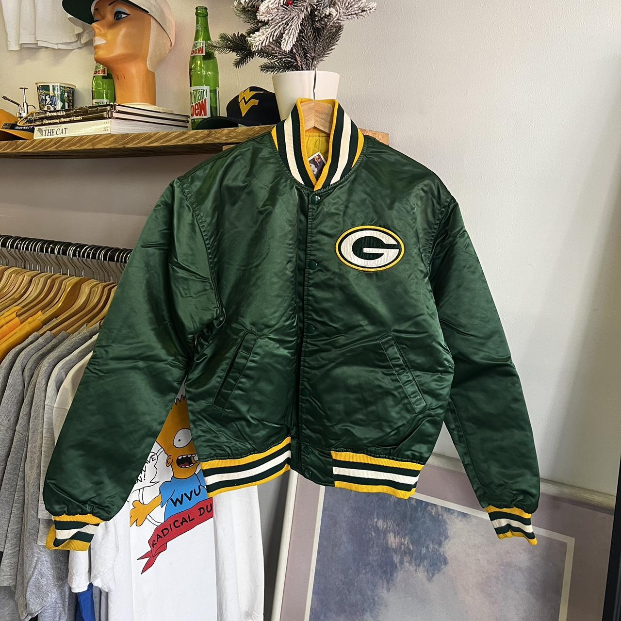 Vintage 80s Starter Green Bay Packers Satin Bomber... - Depop