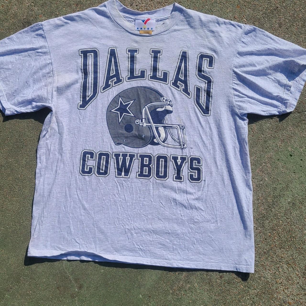 Large 90's Dallas Cowboys T Shirt Men's Blue Silver -   Hong Kong