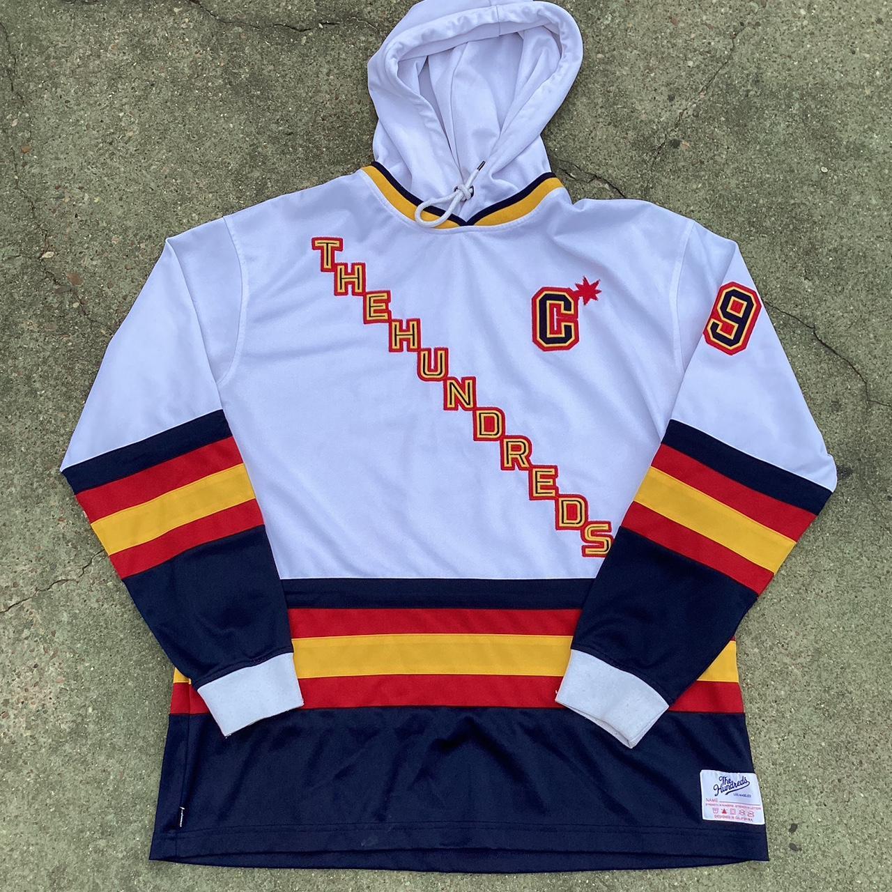 The Hundreds Men's White and Red Hoodie Depop