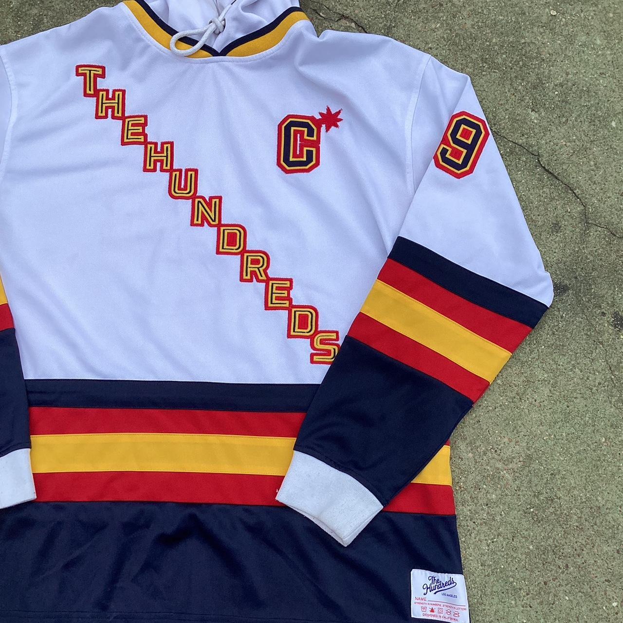 The Hundreds Men's White and Red Hoodie Depop