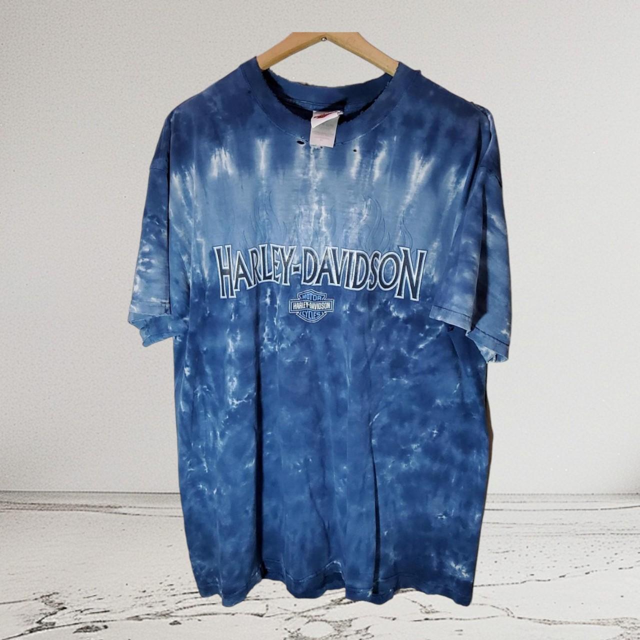 【KOOLOSET】Vintage Harley Dying Half Tee Thrashed Harley davidson tie dye t shirt. Very soft. | Depop