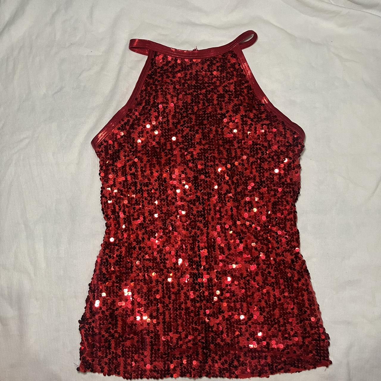 Red Sequin Top. Super cute and basic Condition -... - Depop