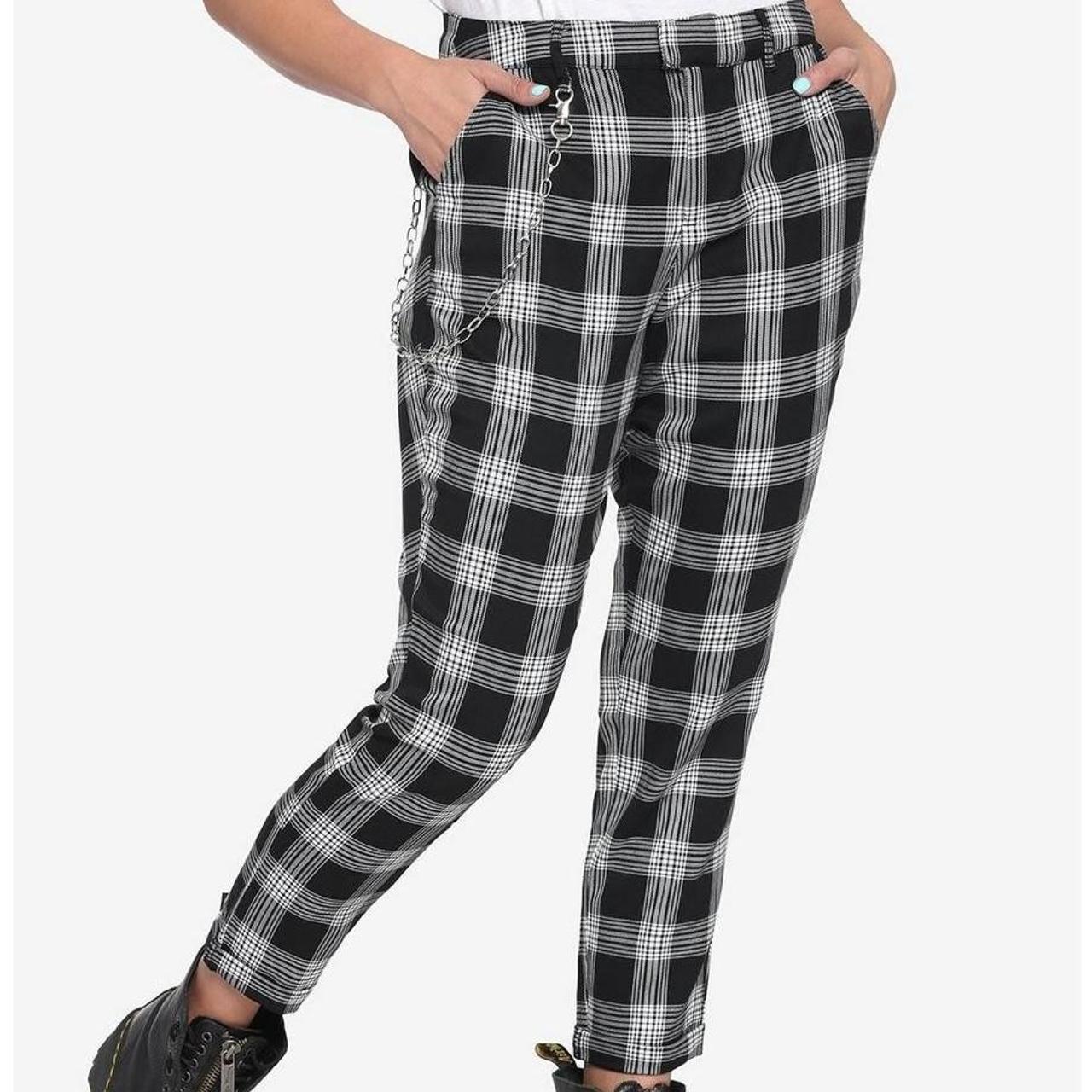 Hot Topic black and white plaid pants with chain
