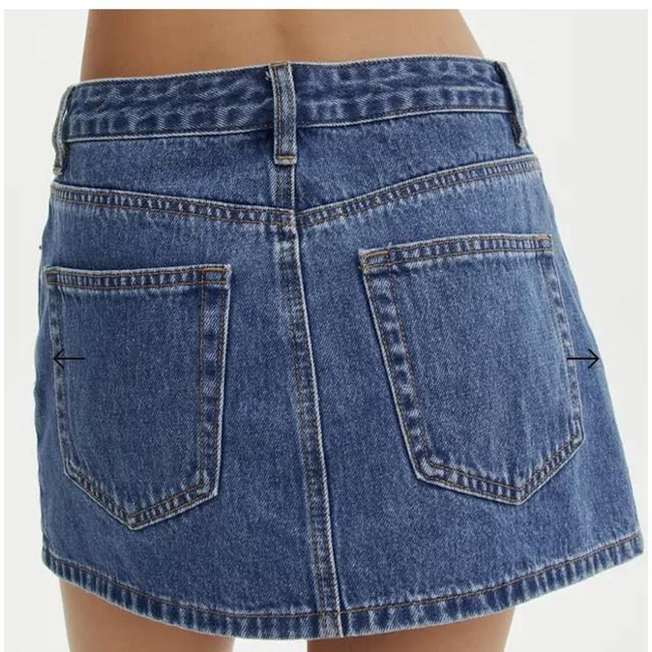 glassons low rise denim skirt in dark wash size 12-... - Depop