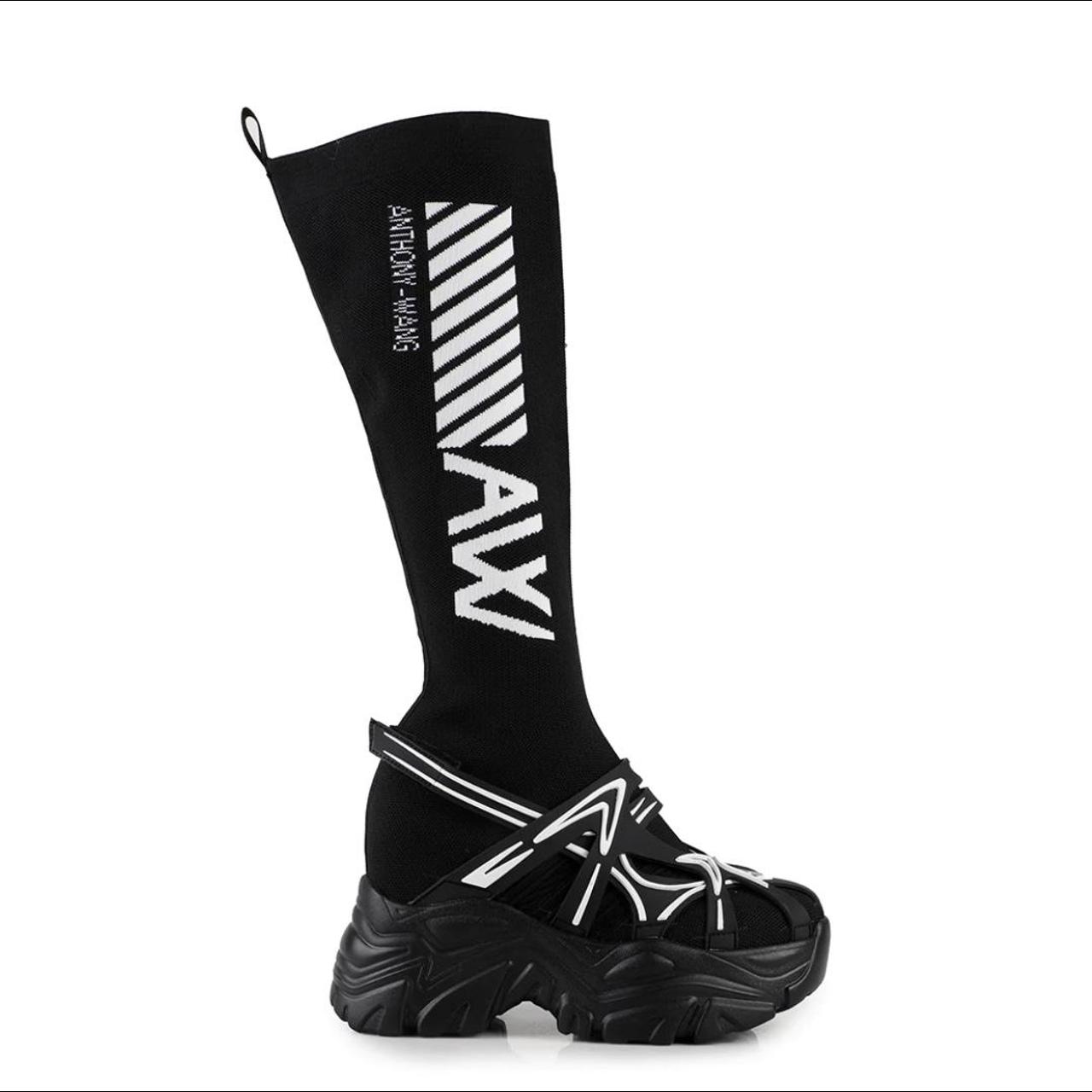 Dolls Kill Women's Black and White Trainers Depop