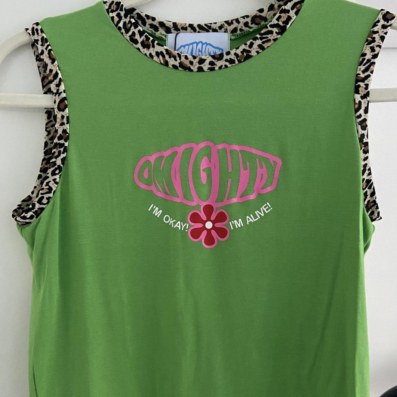 Omighty green ‘im ok im alive’ baby tank top in... Depop