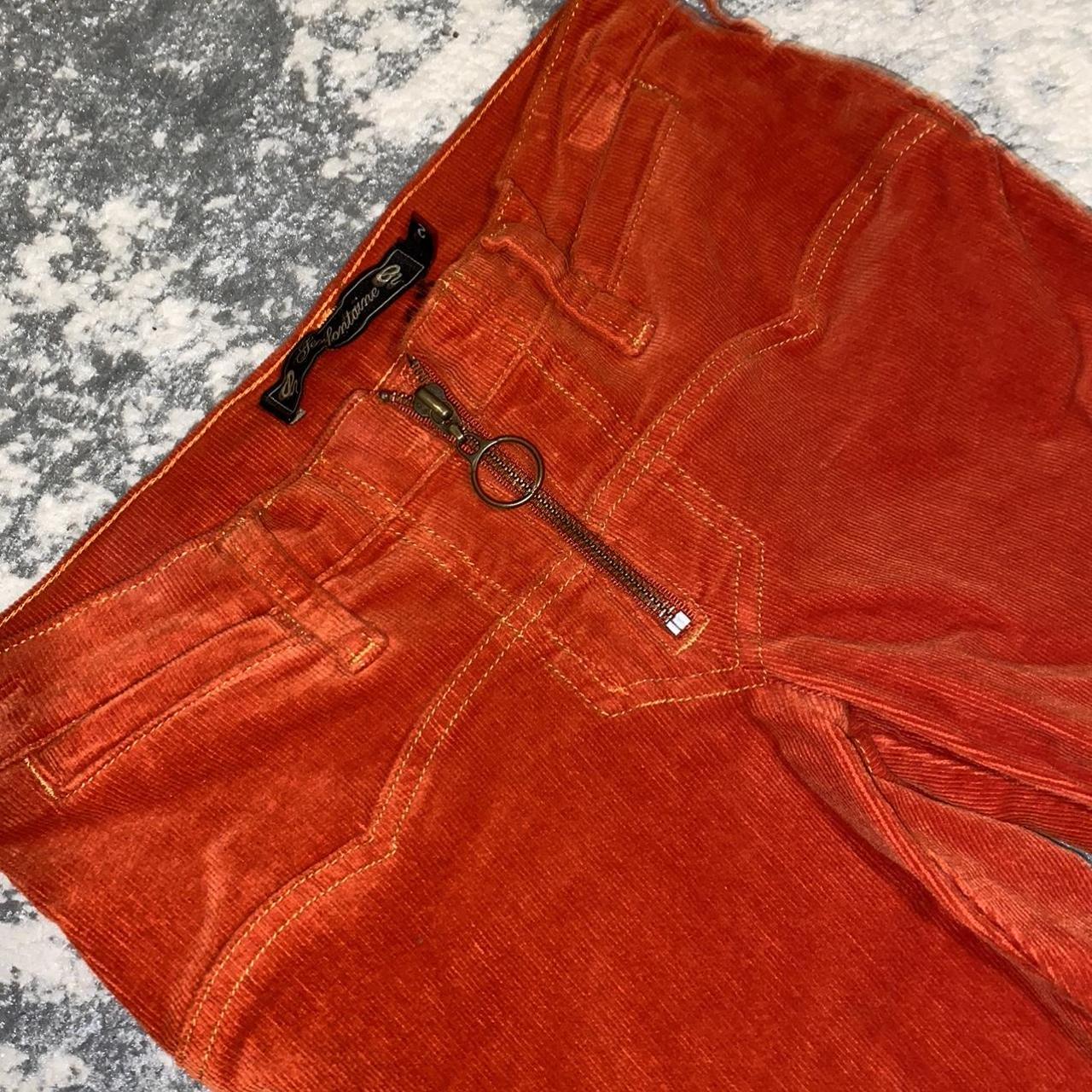 70s orange corduroy flare pants with no pockets in... - Depop