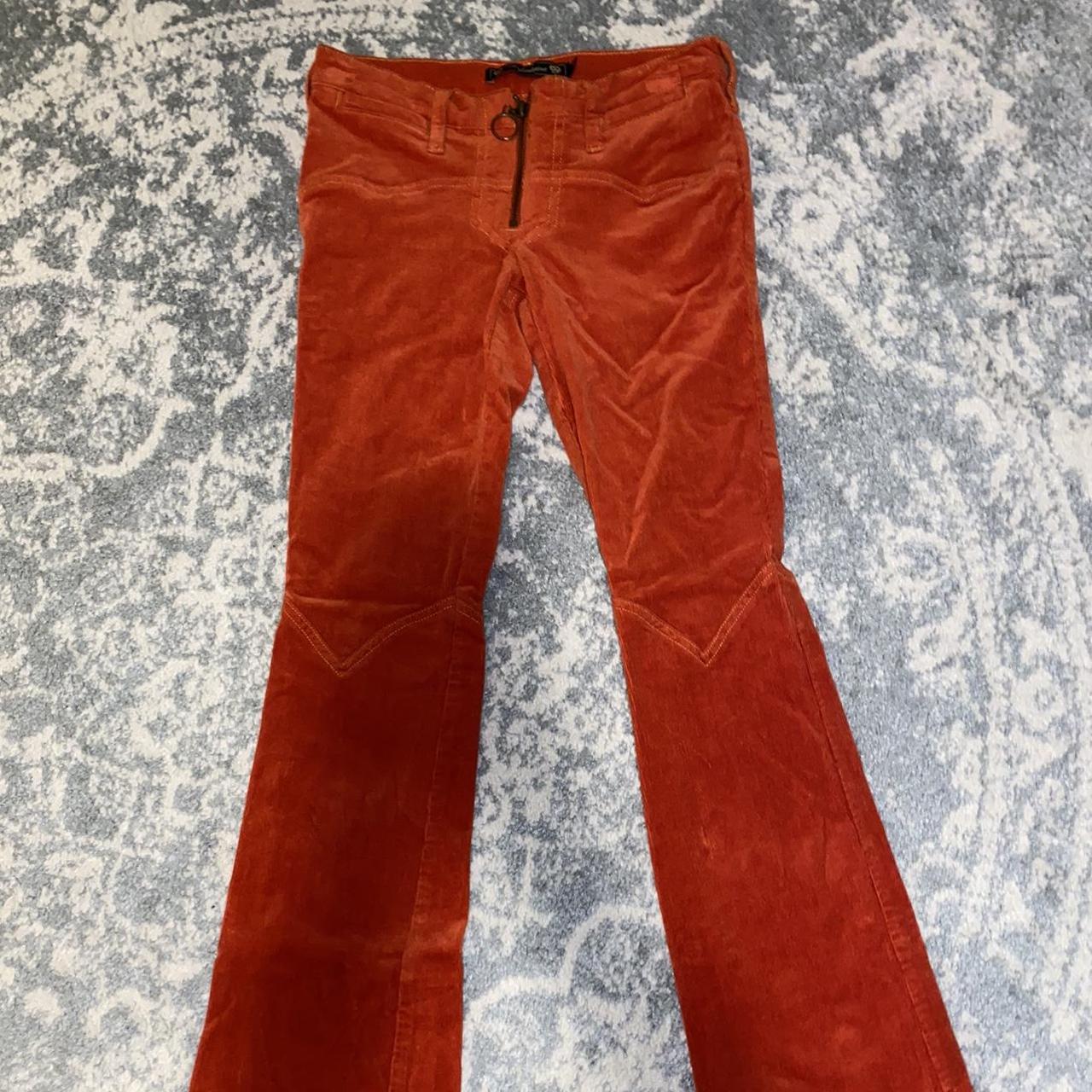 70s orange corduroy flare pants with no pockets in... Depop
