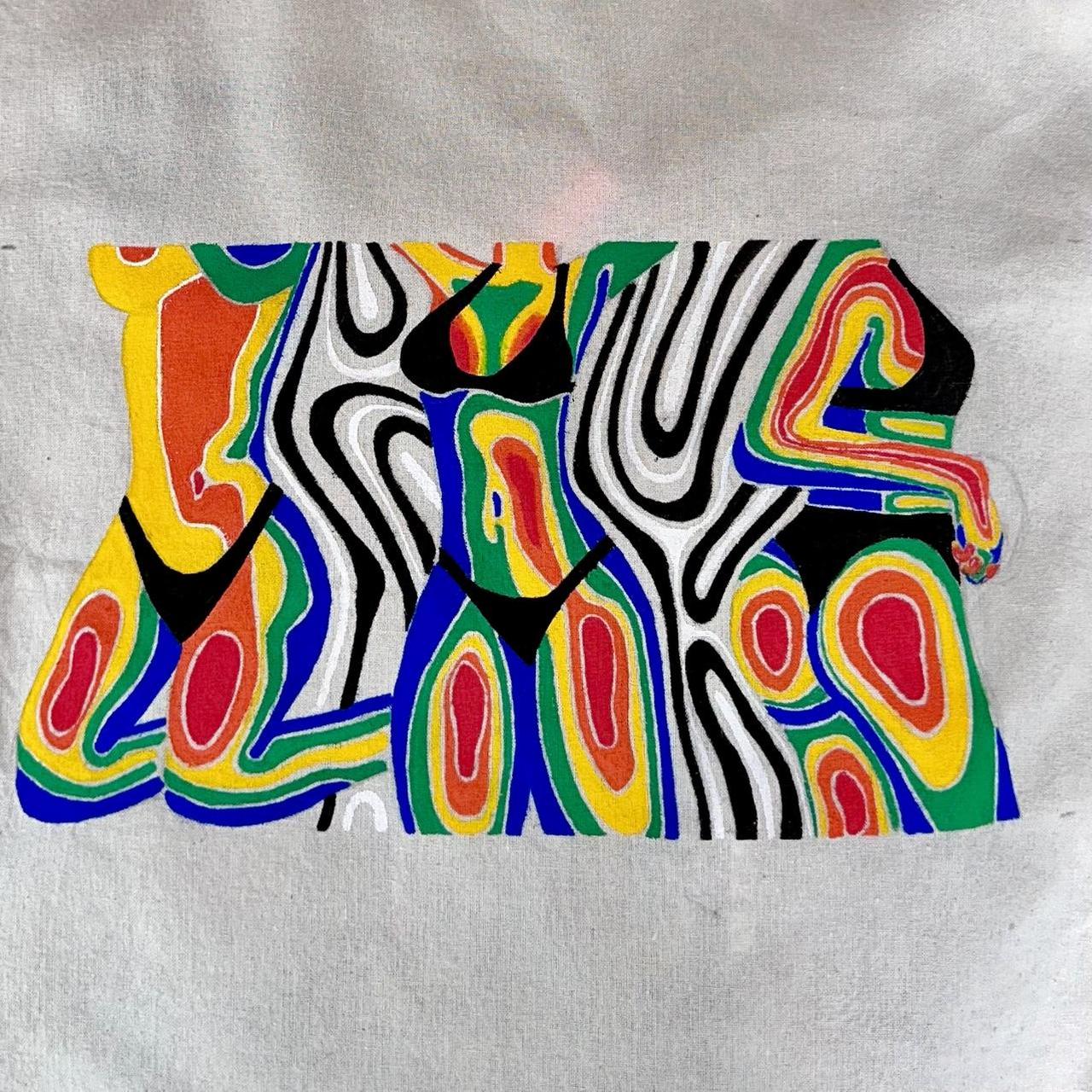 Custom Painted Tote Bag- Multicolor •Dm to - Depop