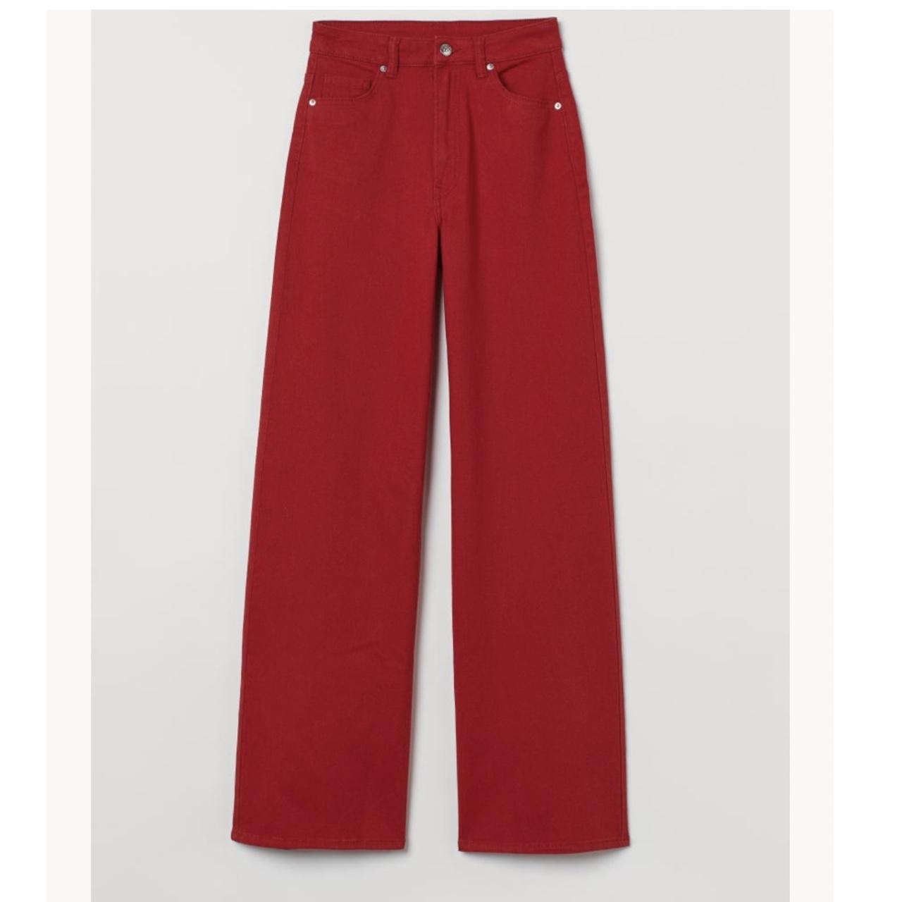 H M divided red wide leg jeans 👖 Deep cherry