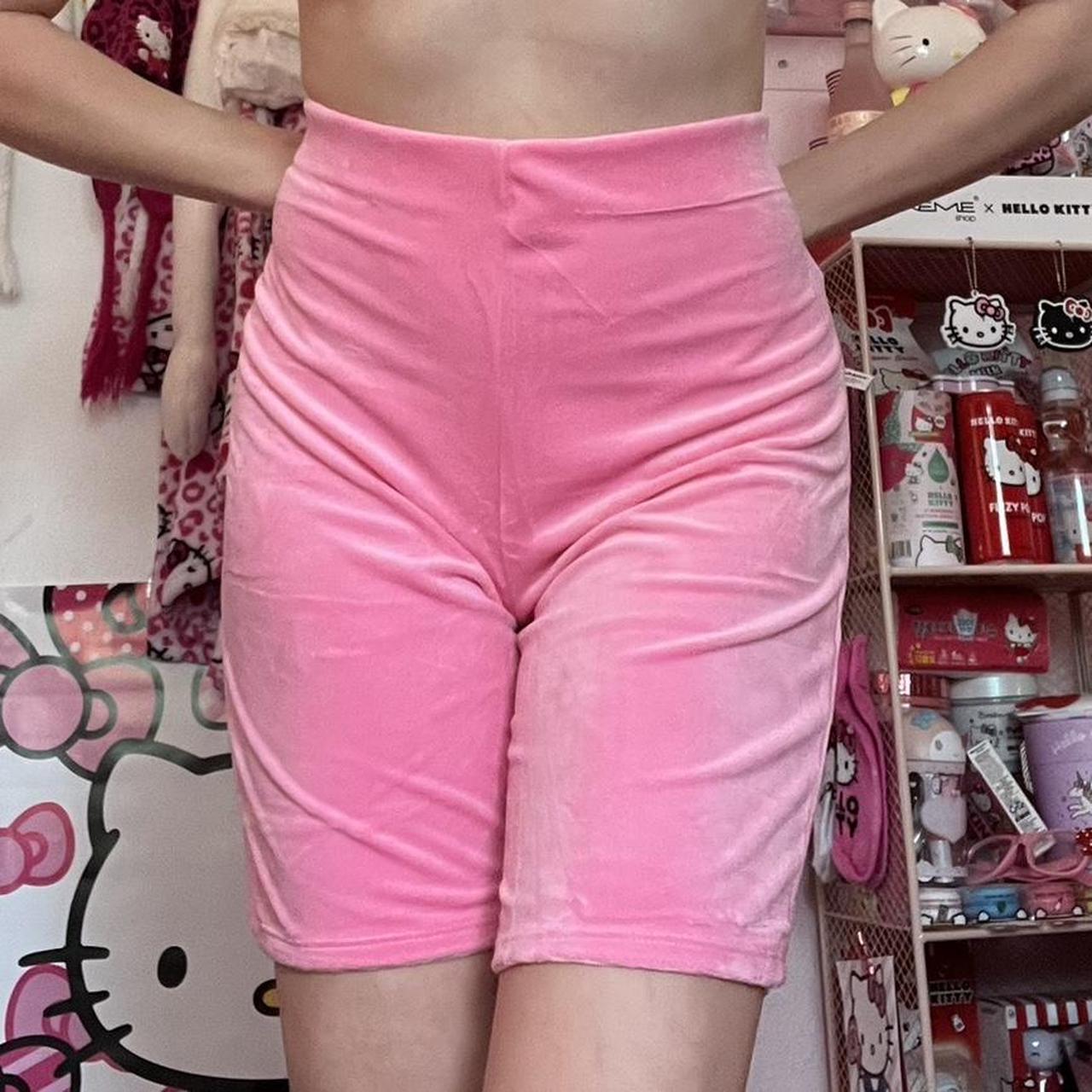 JUICY COUTURE Big Bling Velour Biker Shorts Pink