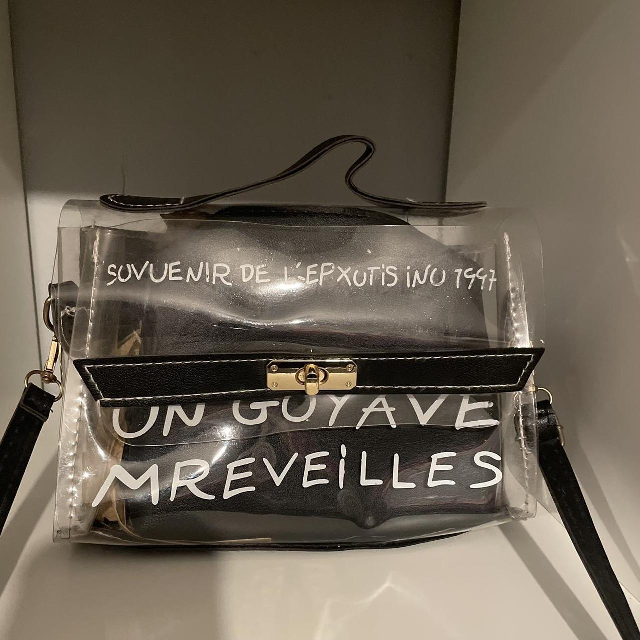 Clear black bag with writing sale