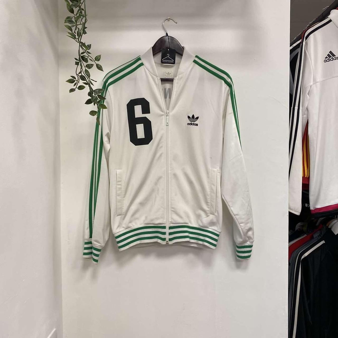 Adidas Originals Men's White and Green Jacket | Depop