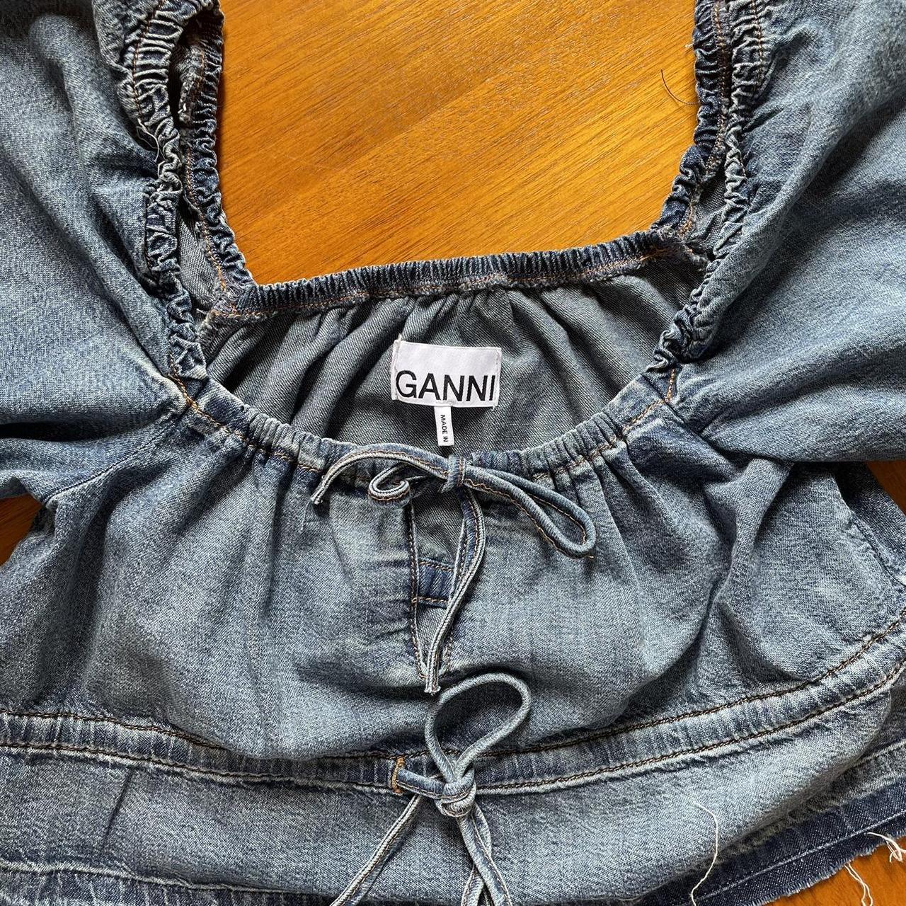 トップス GANNI/Tint Edge Denim Puff Sleeve Top GANNI Women's' Tint Edge Denim Puff Sleeve Top in Blue | LN-CC®