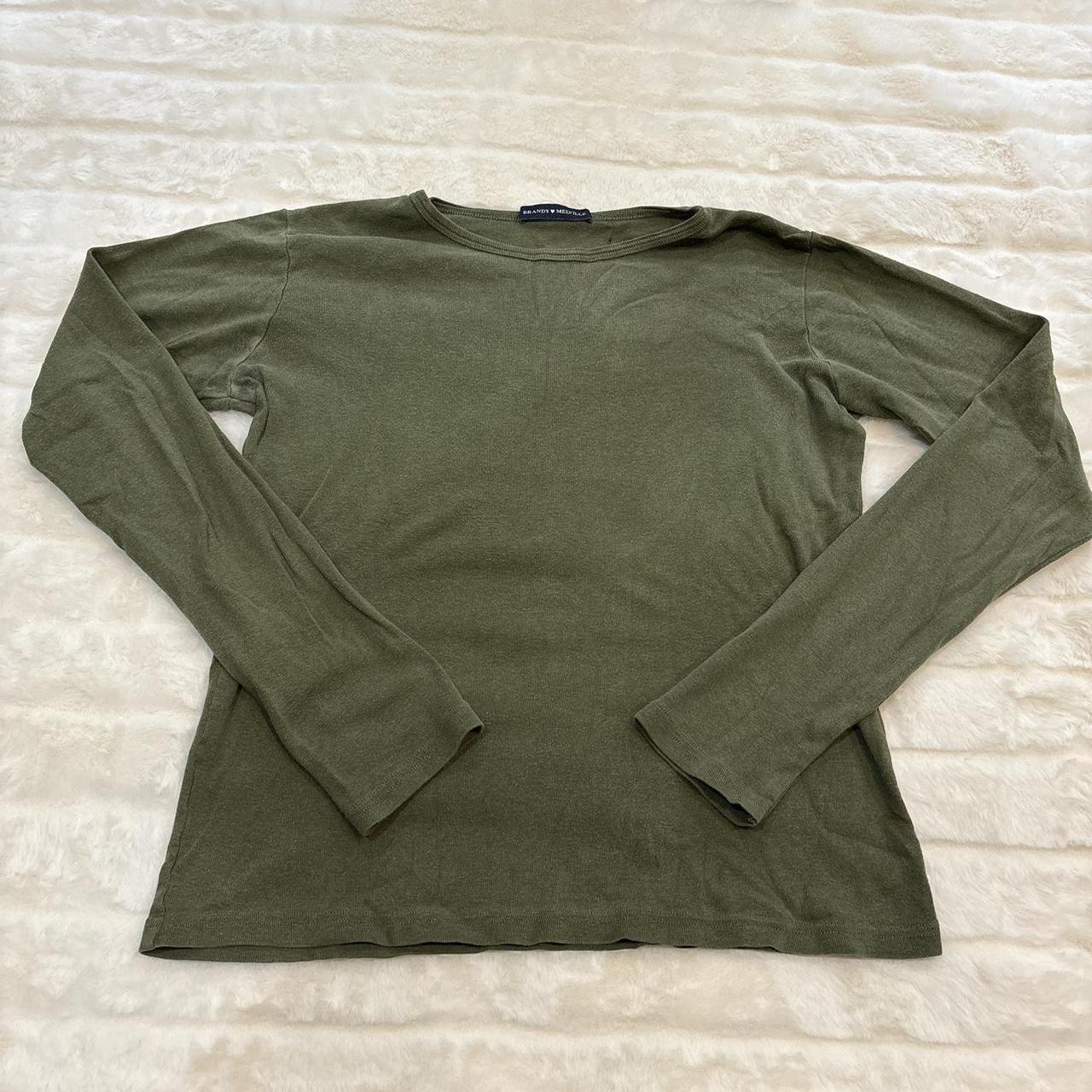 Brandy Melville Olive green long sleeve top Depop