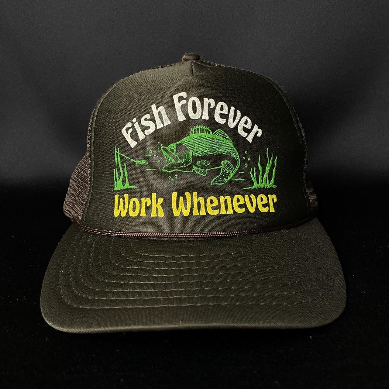 Vintage 80s 90s fishing funny slogan trucker hat