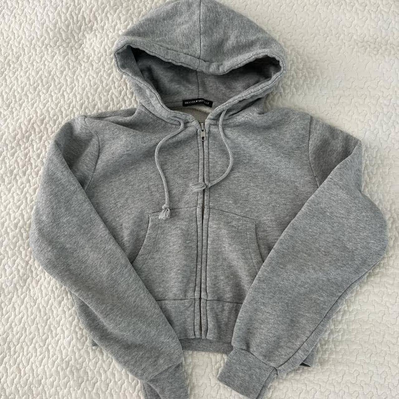  Cropped hoodie Women Zip up Solid Color Casual Workout