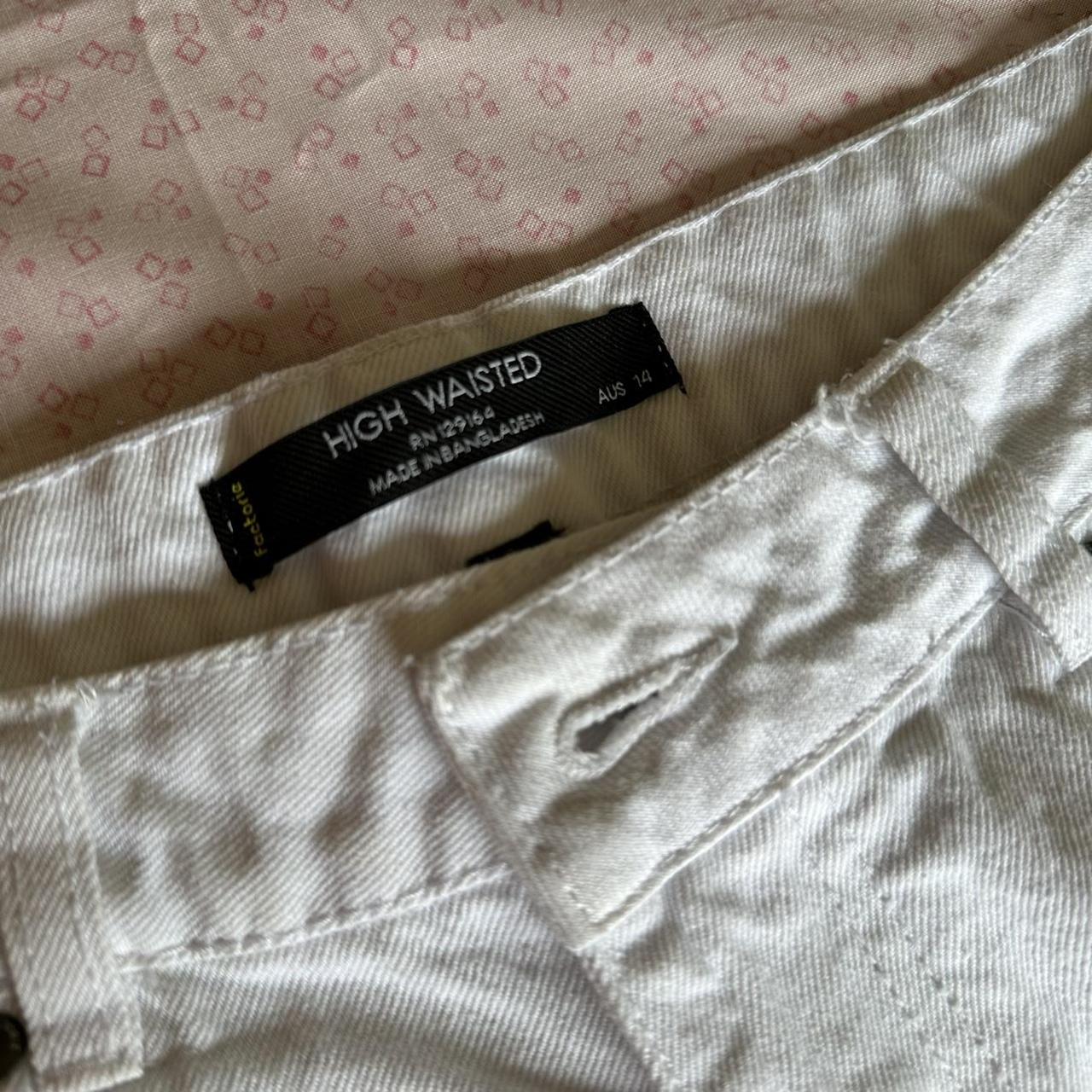 FACTORIE denim shorts high waisted size 14 white if... - Depop