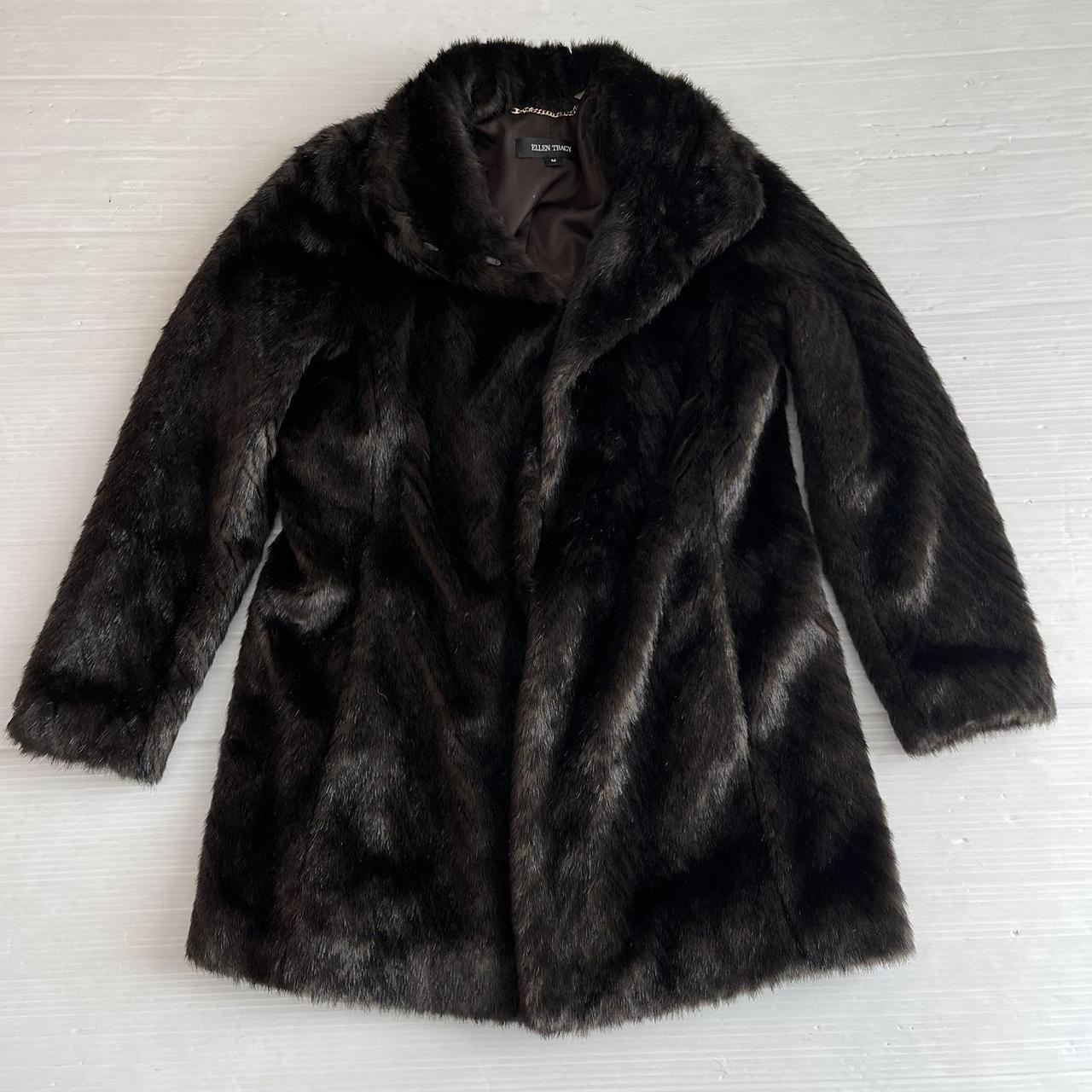 Women’s Ellen Tracy Fur Coat Jacket Brown Fuzzy Soft... - Depop