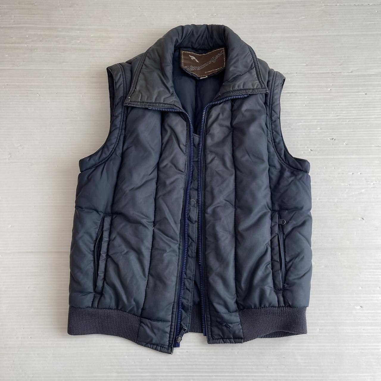 Vintage 80s Puffer Vest Navy Blue Adventure Gear... - Depop