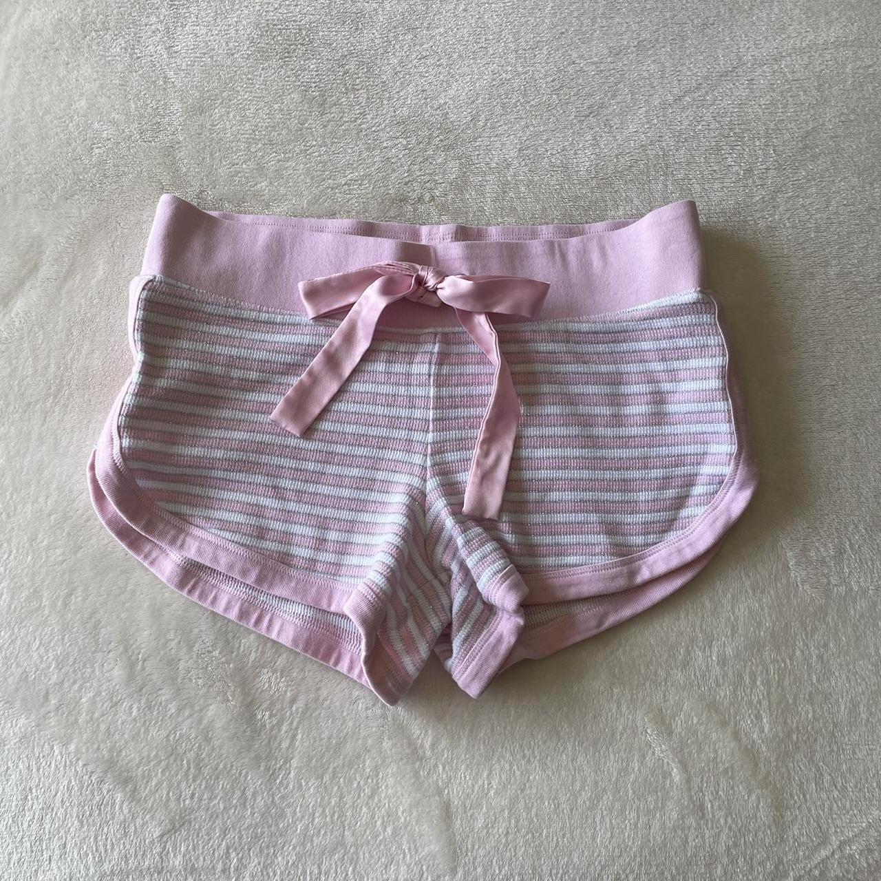 Pink white-booty-shorts - Depop
