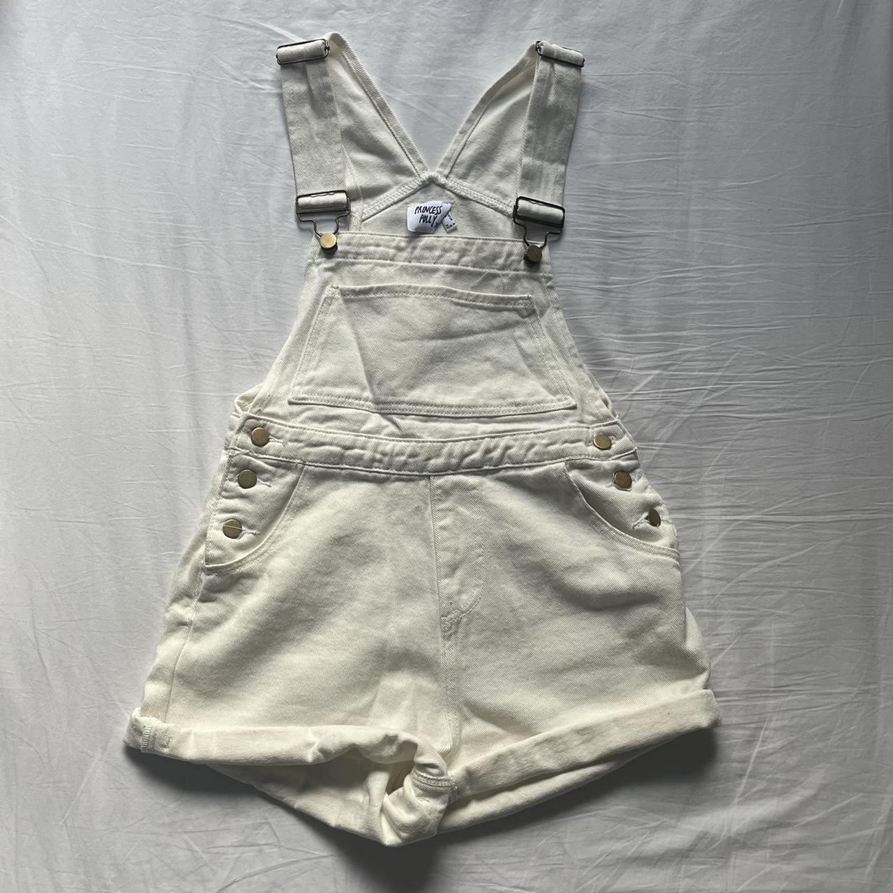 princess polly white denim overall shorts Depop