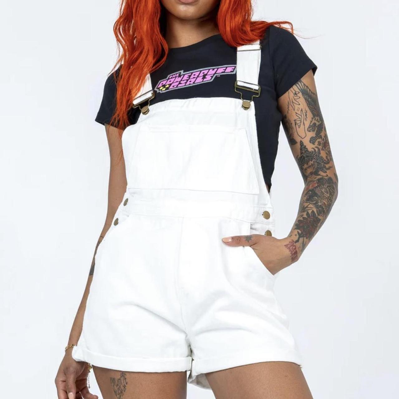 princess polly white denim overall shorts Depop