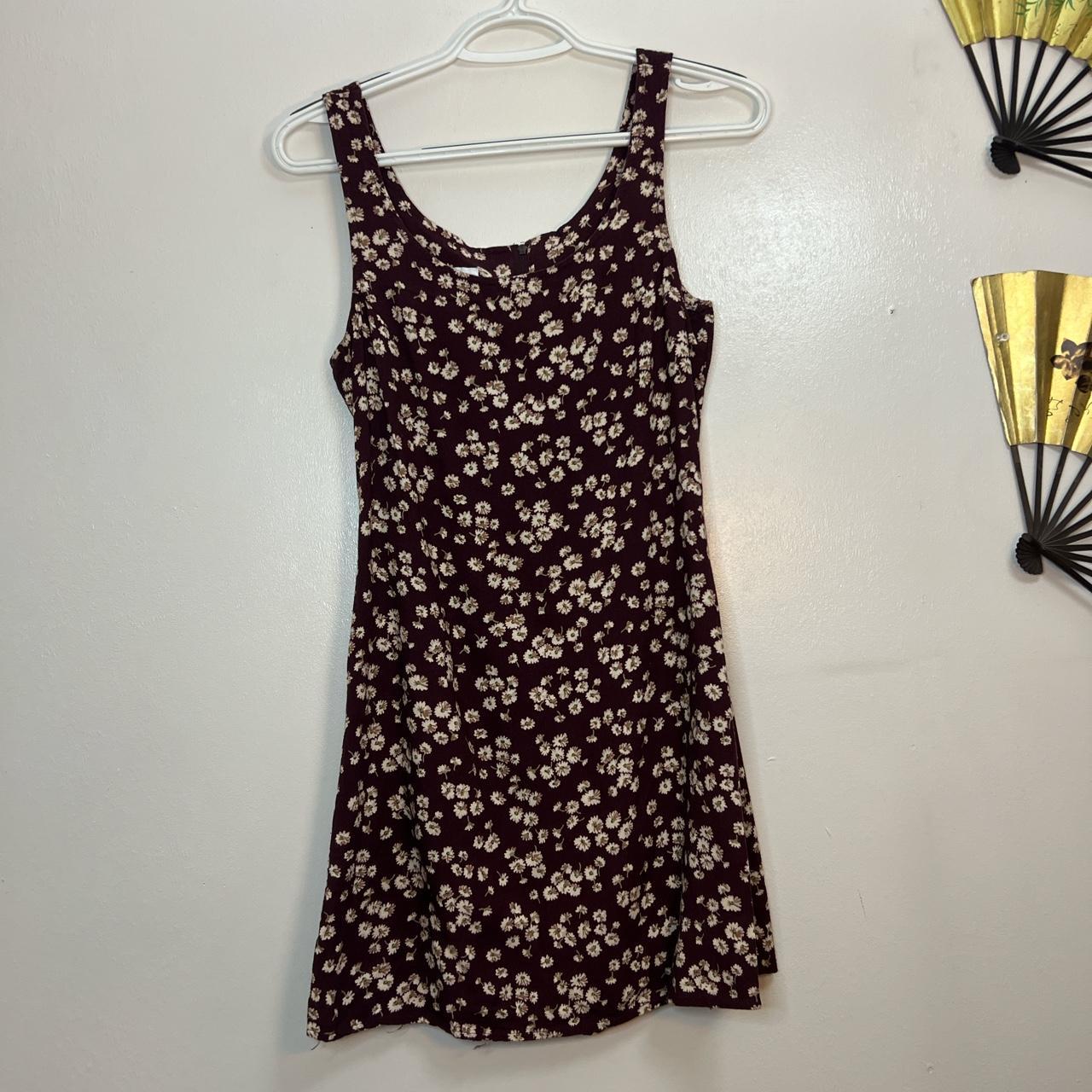 Byer Too! Women's Burgundy and White Dress | Depop