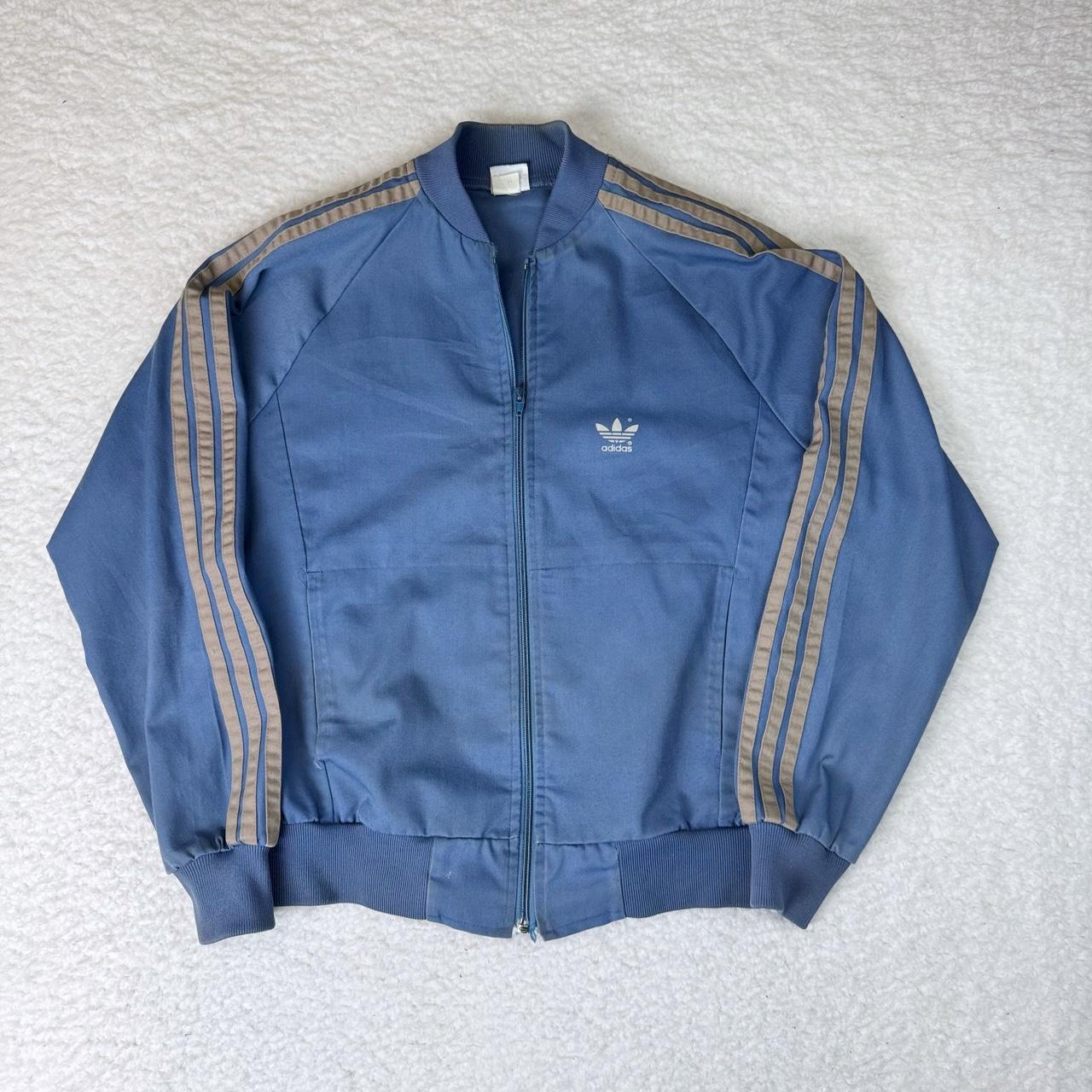 Vintage 80s Adidas Blue Gold Stripe Track Jacket “ •... - Depop