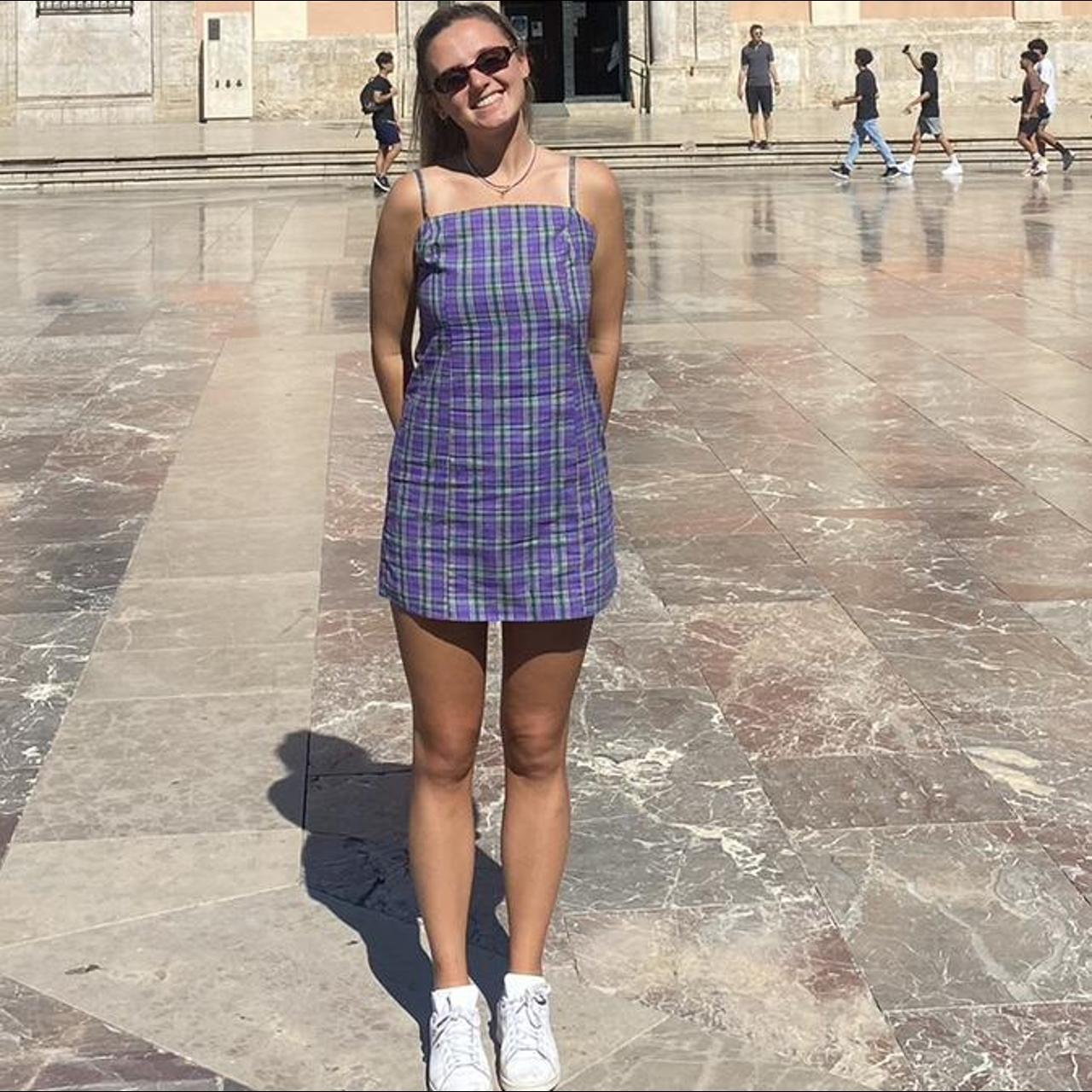 Purple gingham mini dress from urban outfitters -... - Depop