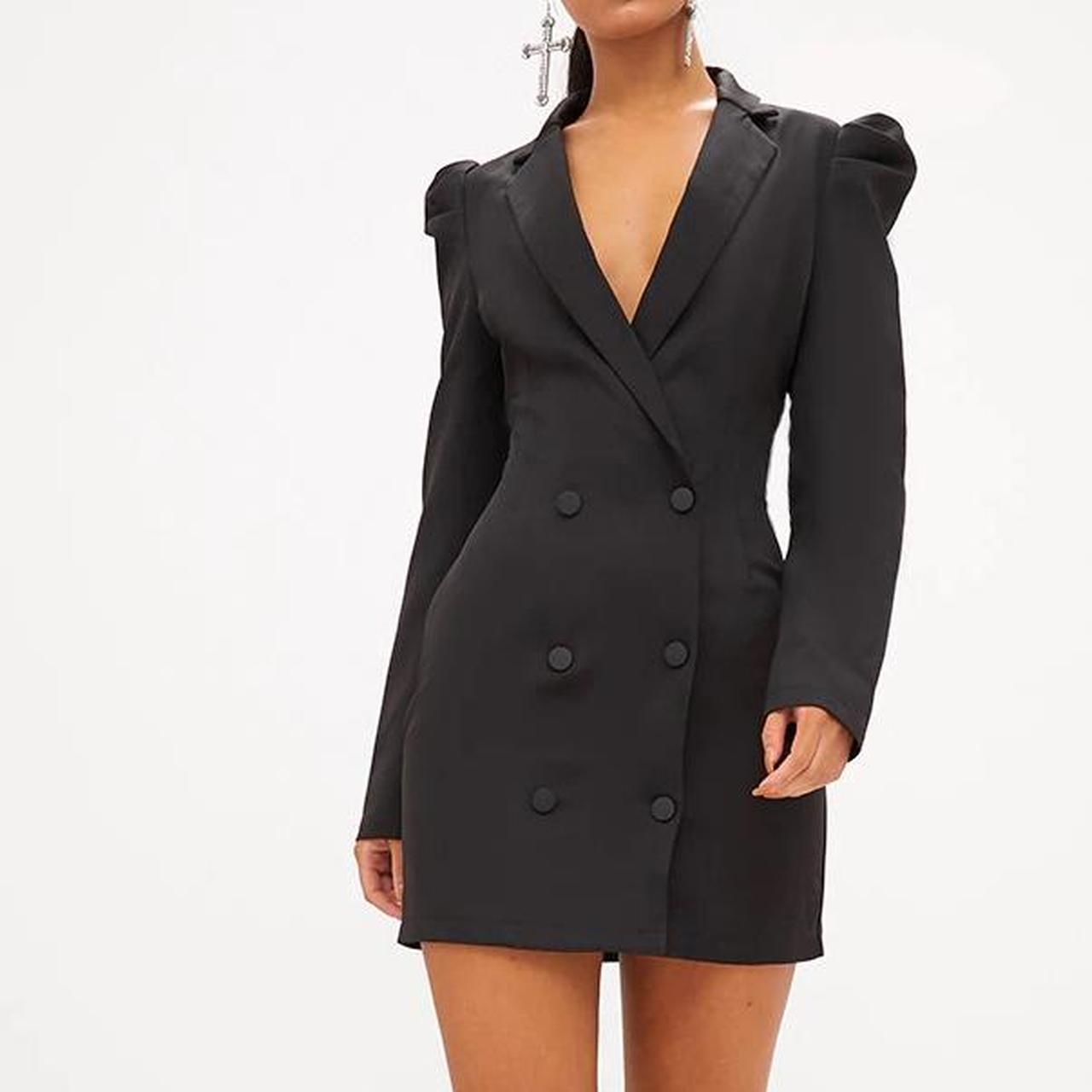 Button Blazer Plt Black Blazer Dress Pretty Little Thing Black