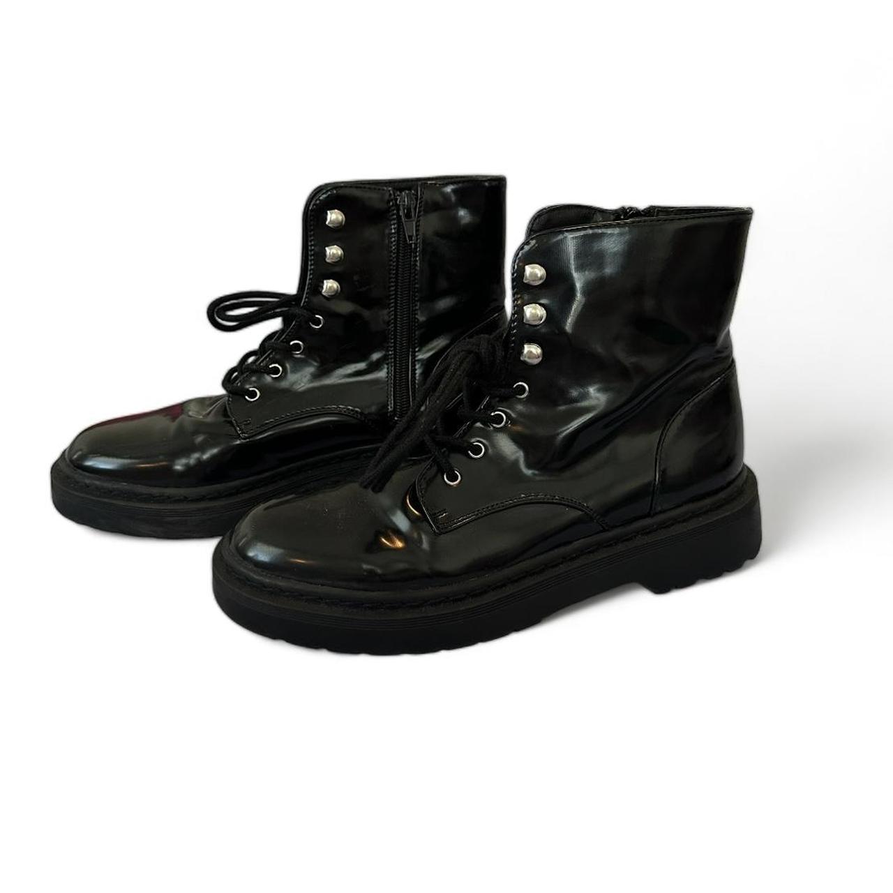 Forever 21 Faux Patent Leather Combat Boots in