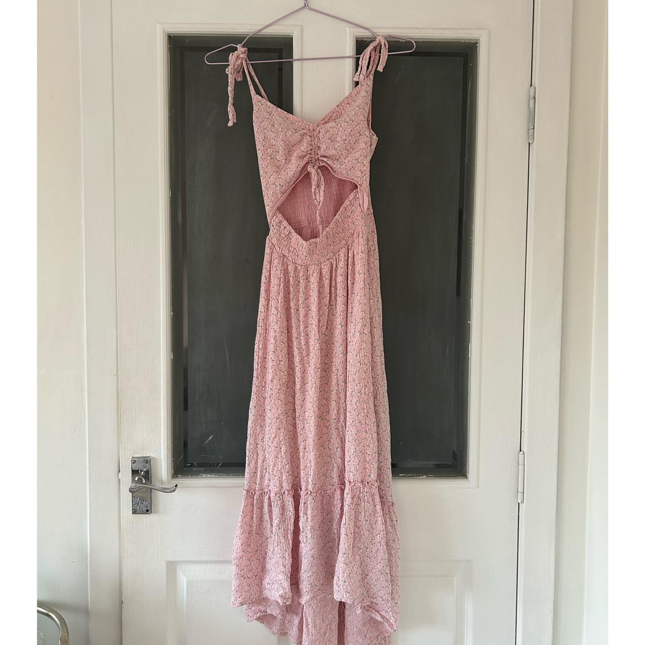 Pink Hollister Dress With Cut Out Detail And Tie - Depop