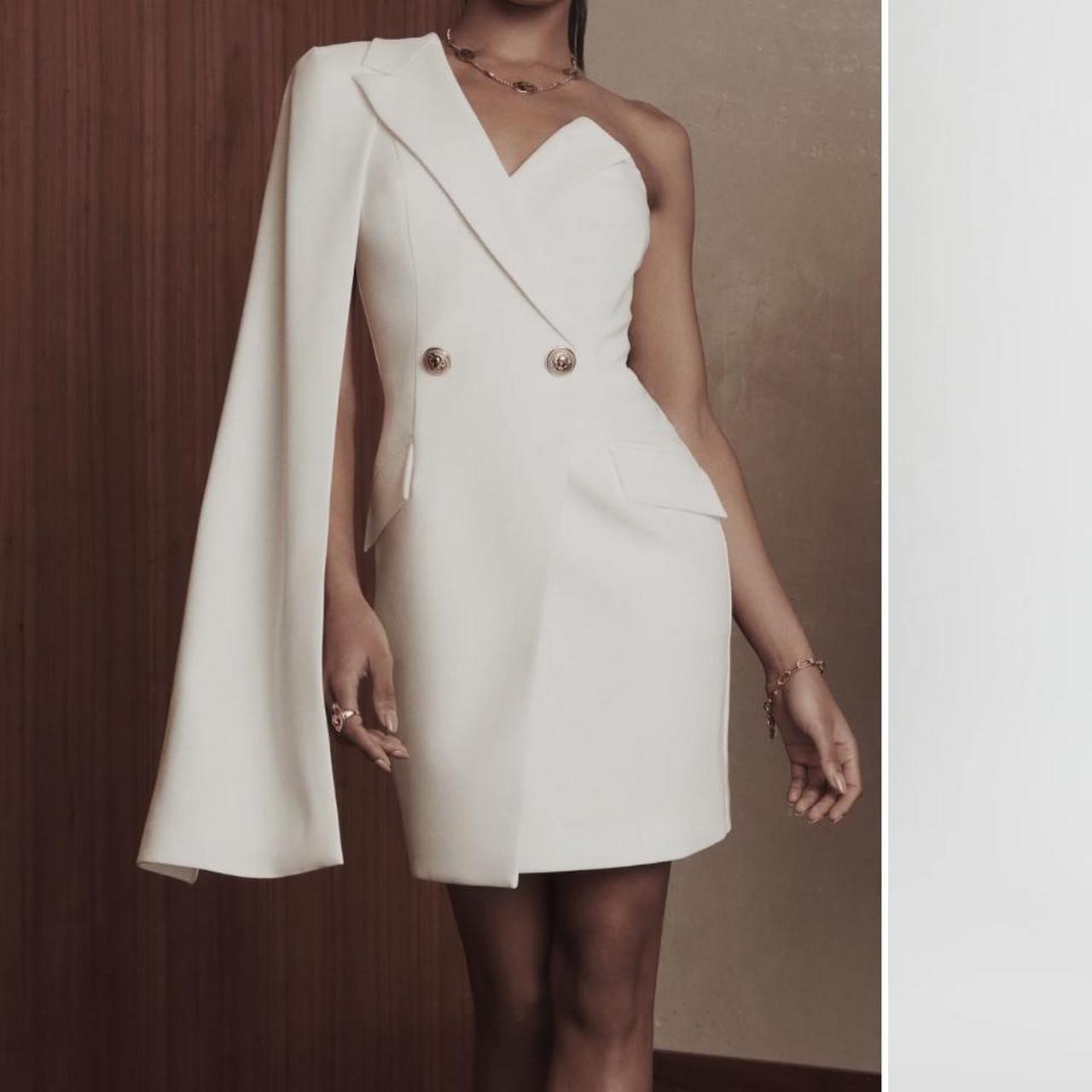 Lavish Alice- AIRE One Shoulder Cape Blazer Depop