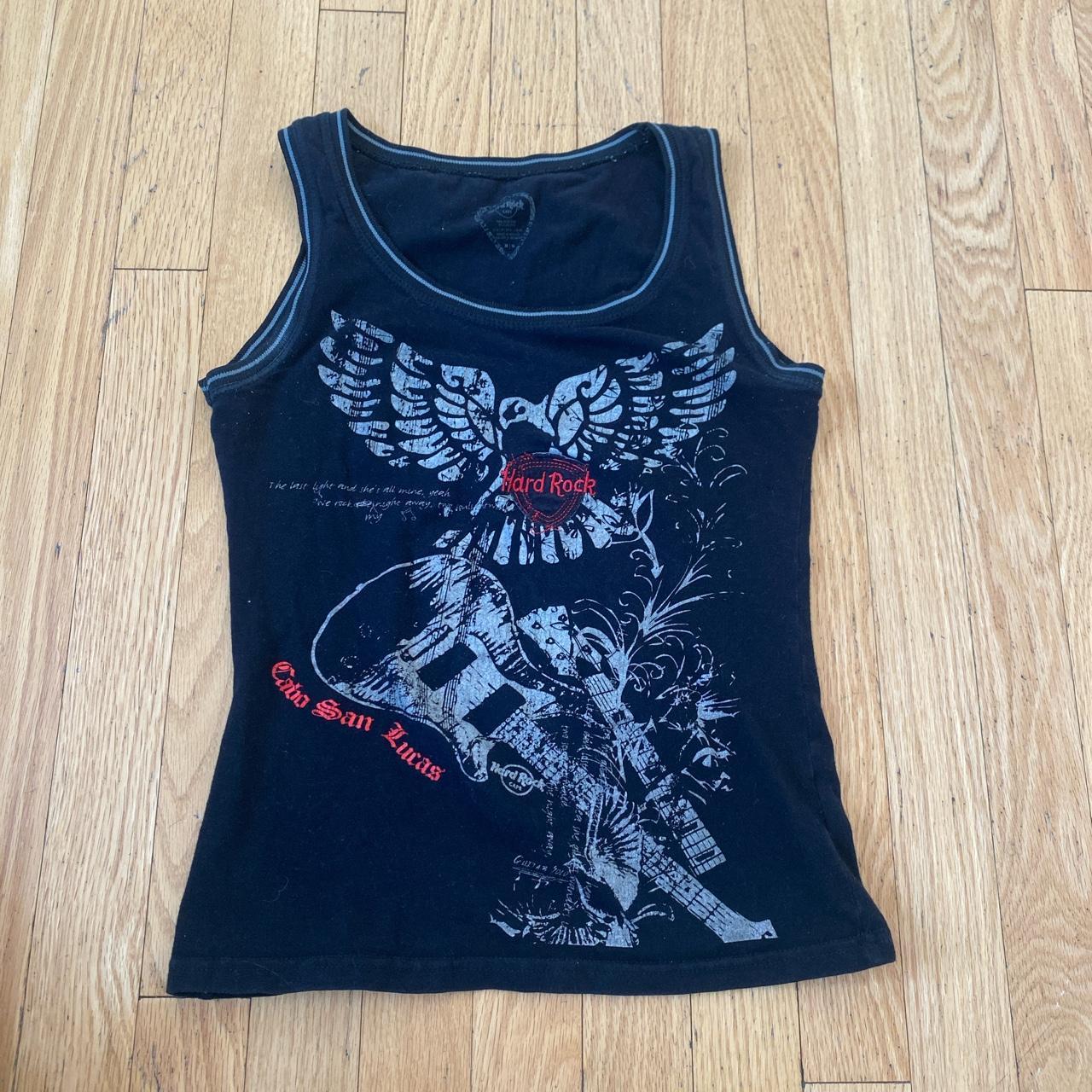 Hard Rock Cafe Women's Black and Red Vest Depop