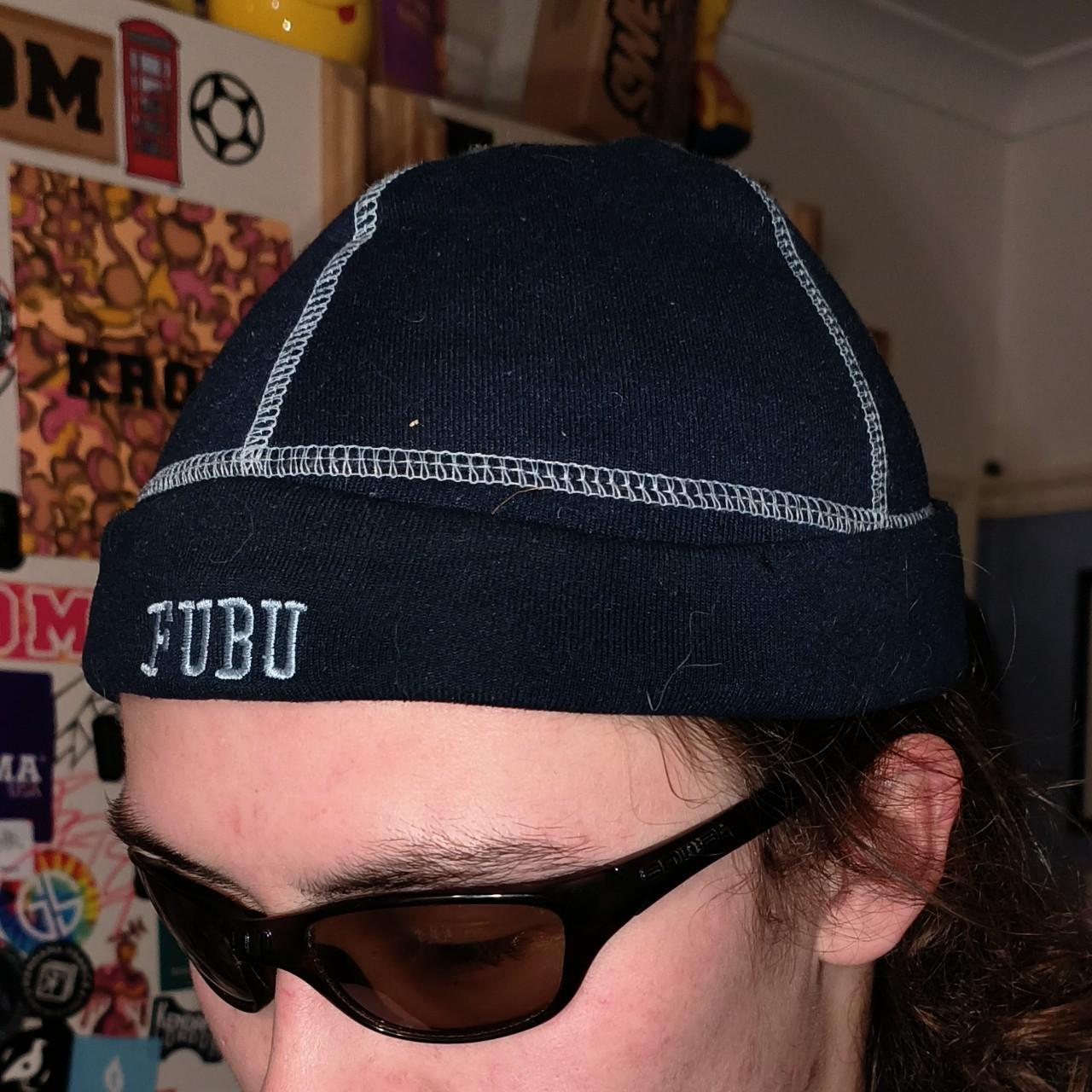 Rare 90s FUBU skull cap beanie Navy blue One size