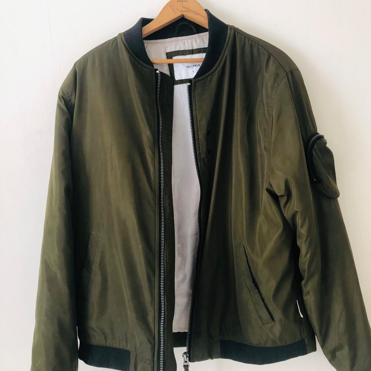 Bellfield Bomber Jacket - Olive Green Size Large... - Depop