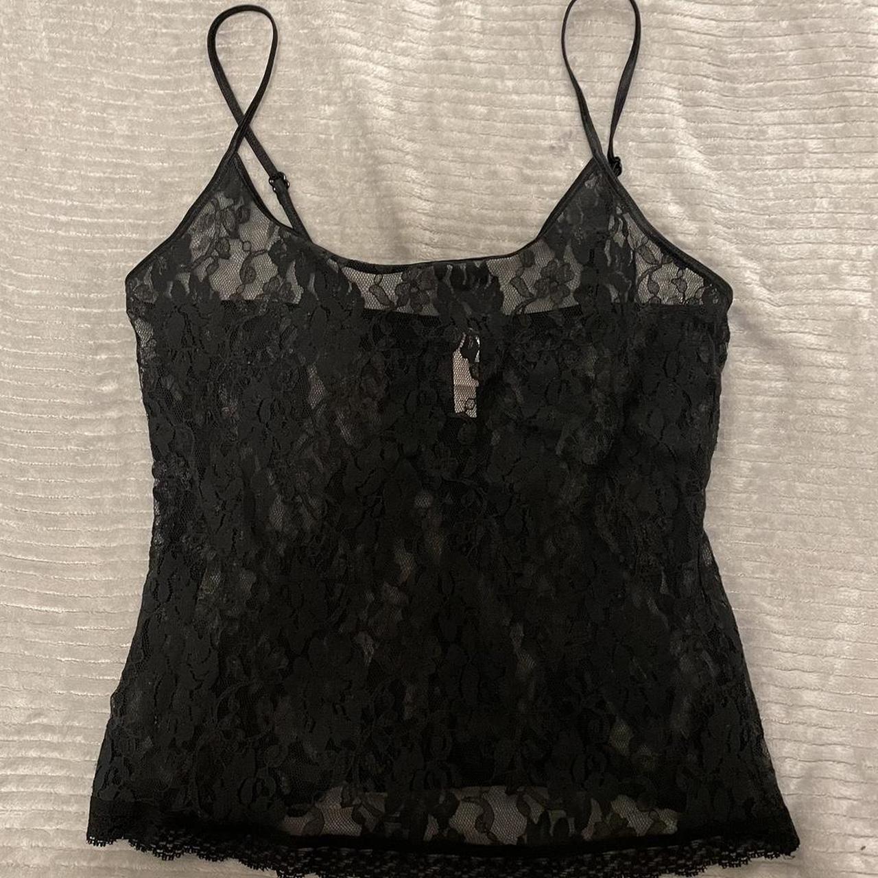 victoria’s secret black lace cami tank top - Depop