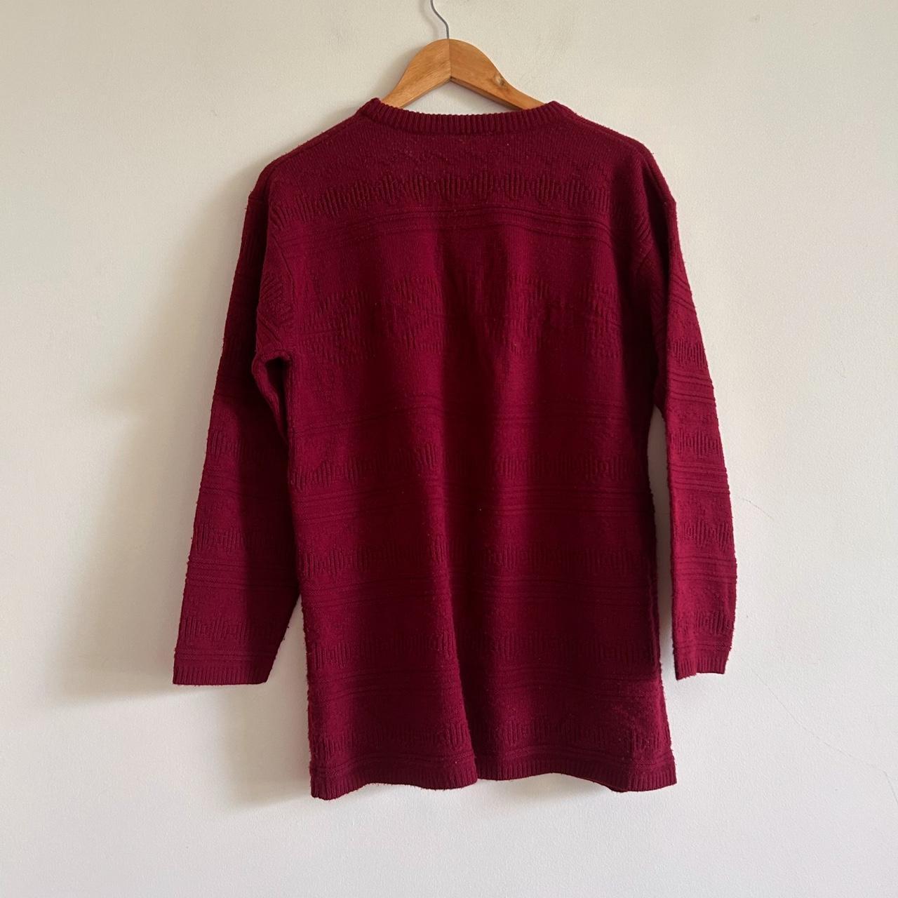 Vintage 90s Cherry red jumper burgundy knitted... - Depop