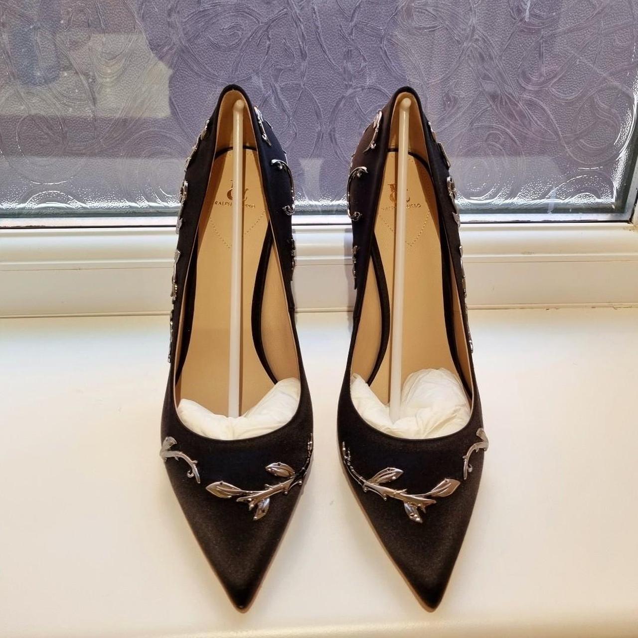 Ralph Russo Eden Black heels with silver metal. Depop