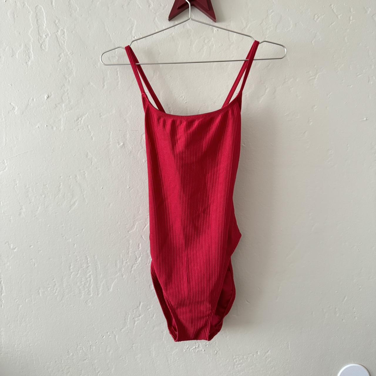 Vintage Red Ribbed One Piece Swimsuit Absolutely Depop 7791