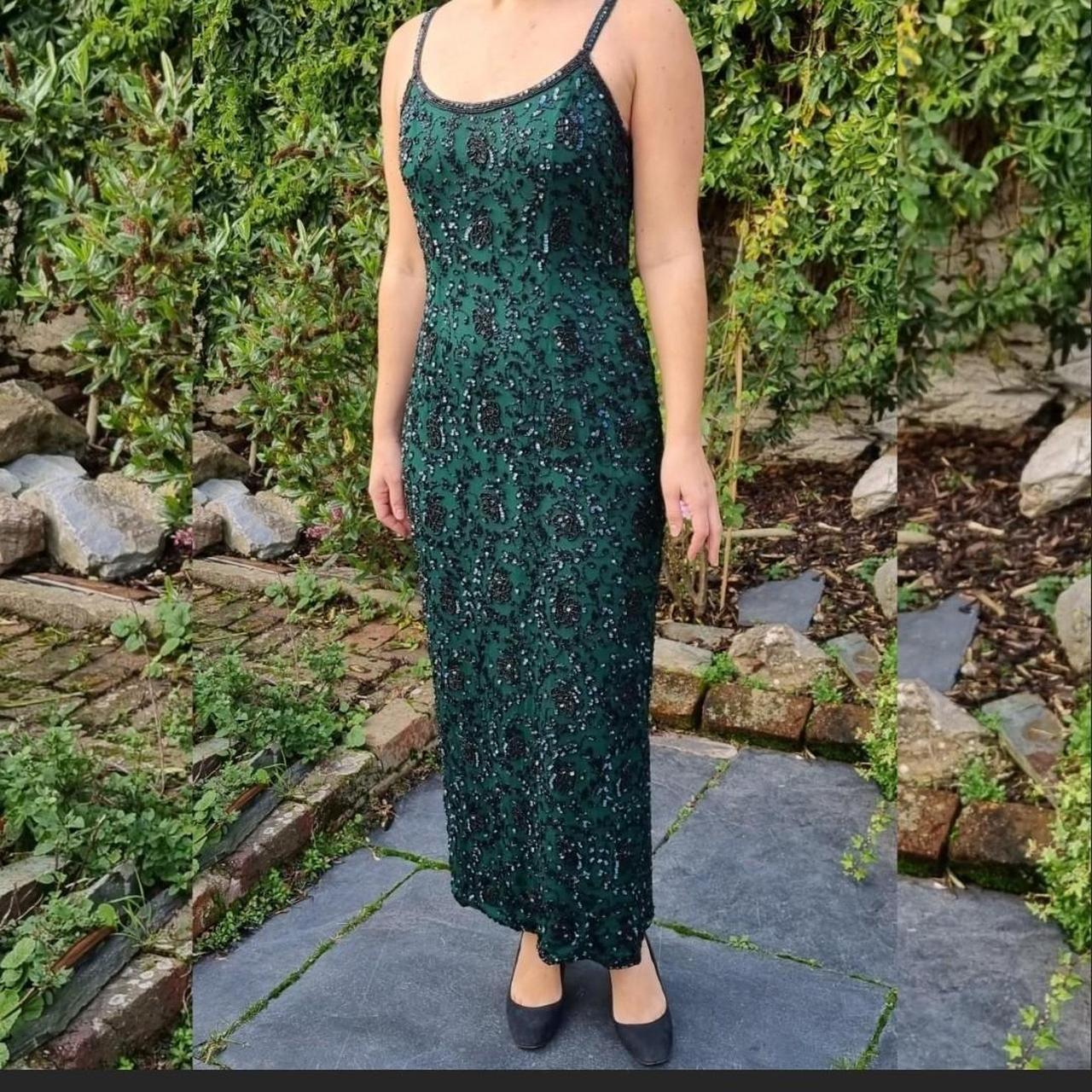 Vintage Beaded Green Silk Monsoon Evening Depop