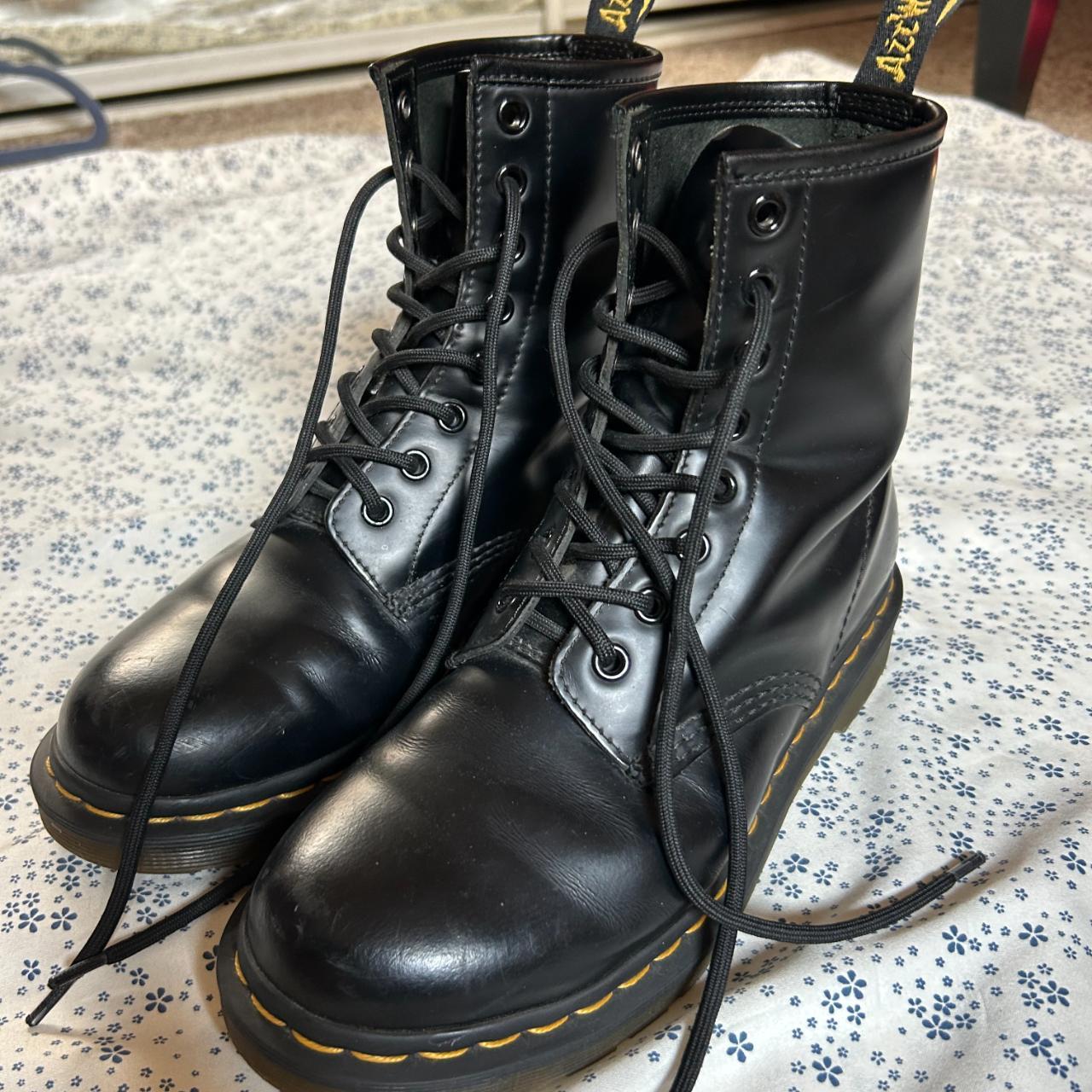 Size 7 black smooth leather dr. marten boots. These... - Depop