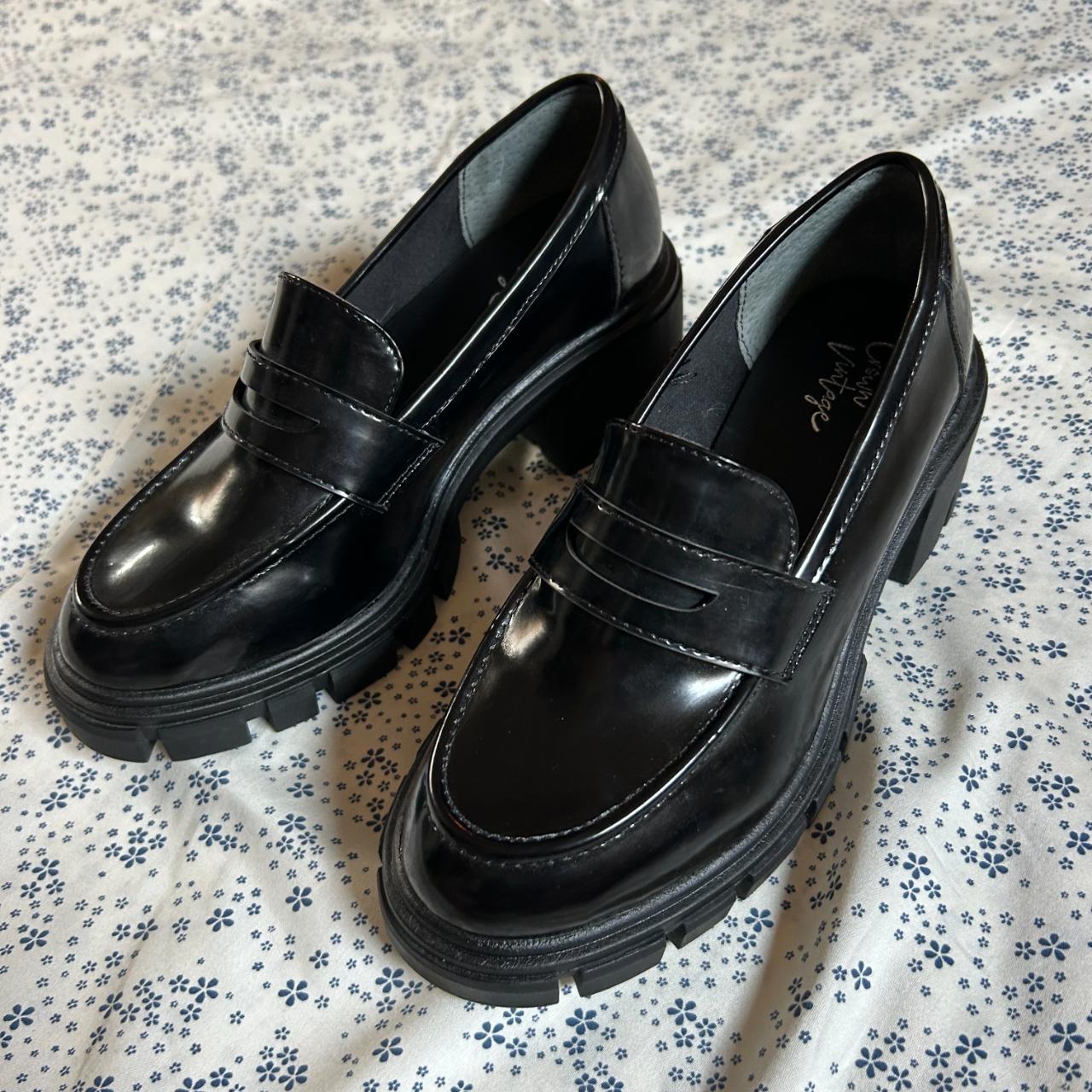 Brand new crown vintage black leather loafers with a... - Depop