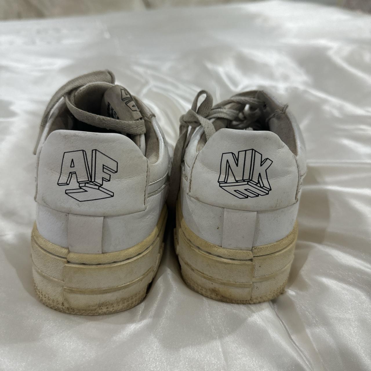 nike white shoes size us 6 (just needs a bleach) - Depop