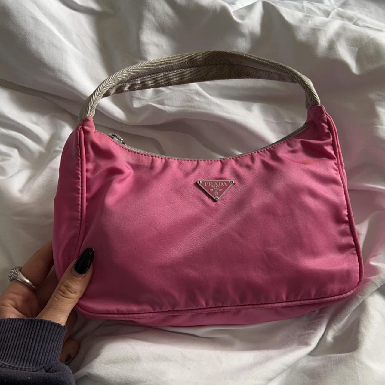 Prada pink grey tessuto re edition shoulder bag. Depop