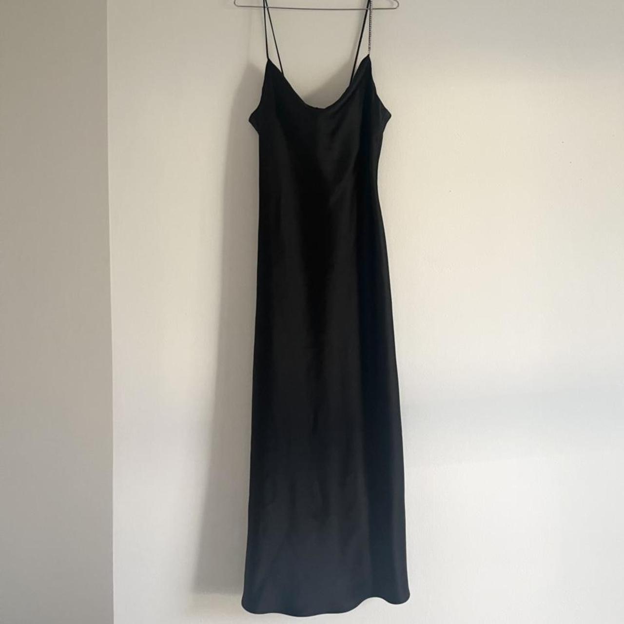 Zara black camisole dress with rhinestone strap -... - Depop