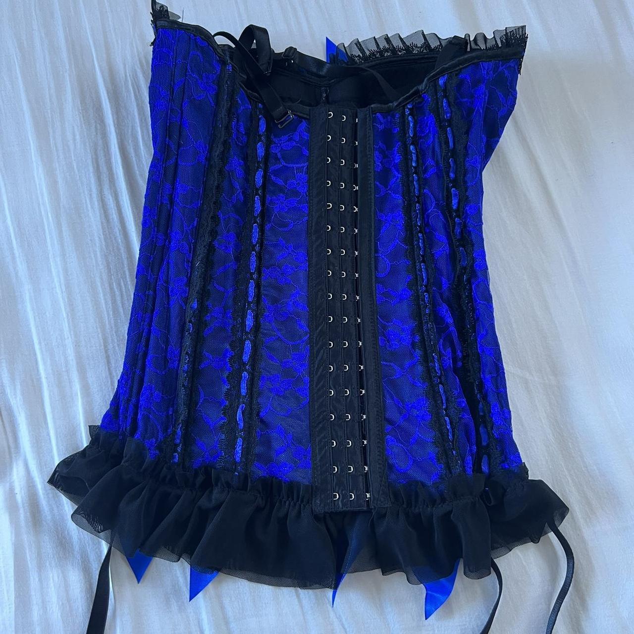 Blue Black Lace Corset 💙🦋🖤 Lace Bustier With Satin Depop