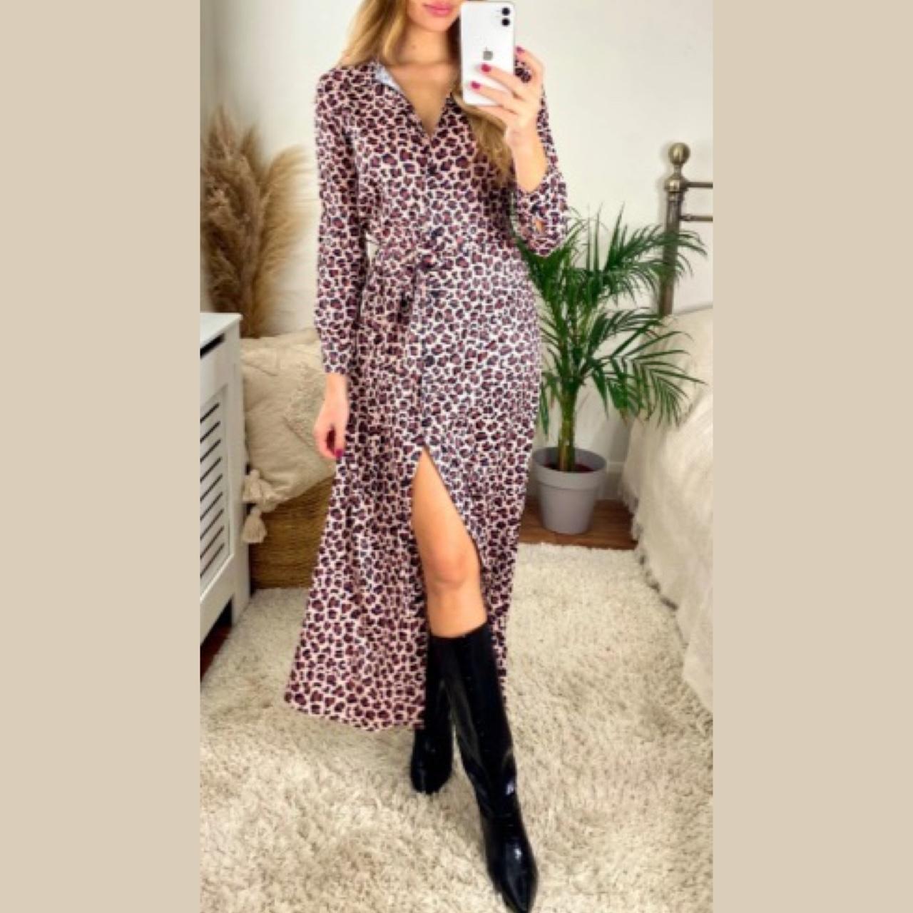 Oasis Leopard Print Wrap Tie Waist Maxi Shirt Dress. Depop