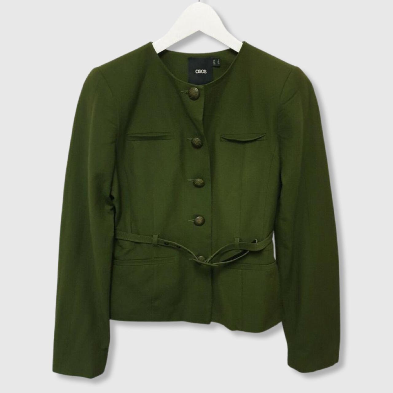 ASOS Khaki Military Cropped Self Tie Jacket Size. Depop